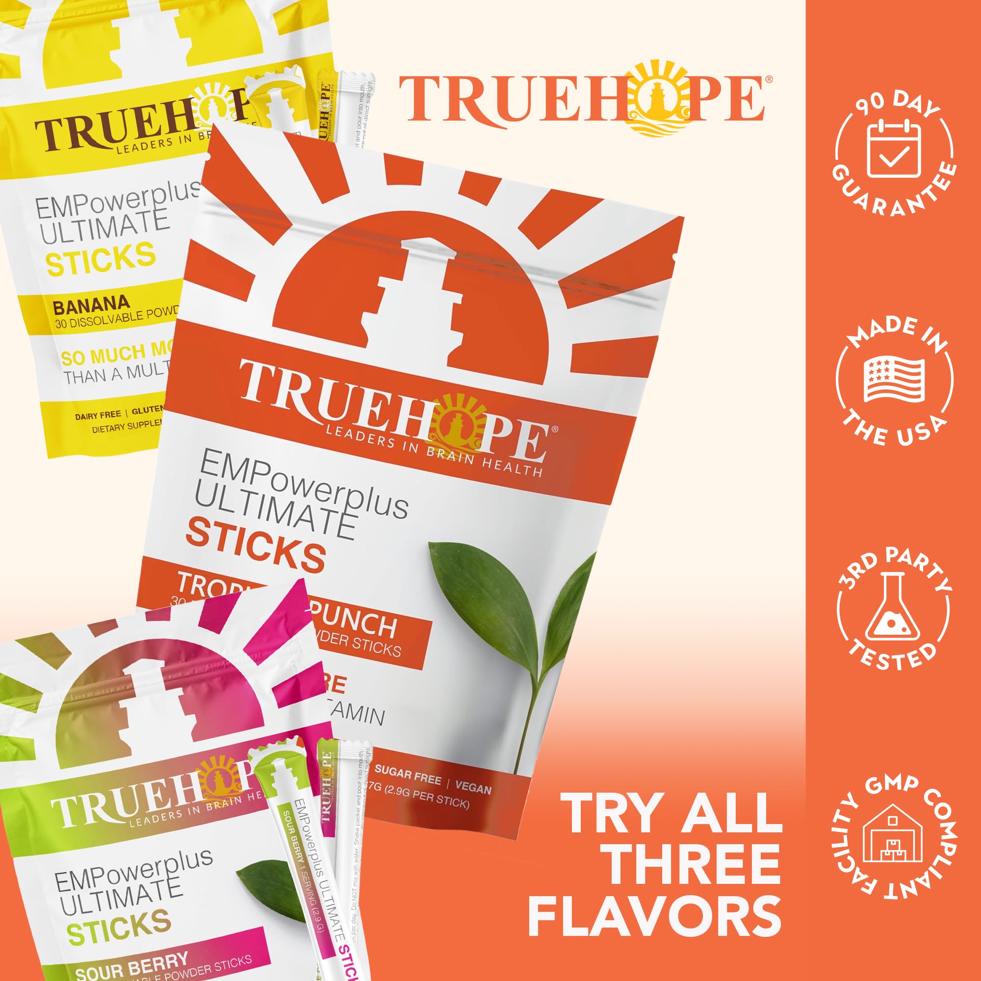 Truehope Multivitamin Nootropic Pouches with Inositol - Once-Per-Day EMPowerplus Ultimate Sticks - 30 Count (Tropical) TruehopeAu supplements