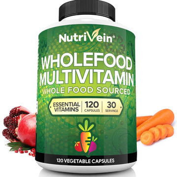 Nutrivein Whole Food Multivitamin for Men & Women – 120 Vegan Multivitamin Caps for Adults – Daily Energy, Immune & Heart Support NutriveinAu supplements