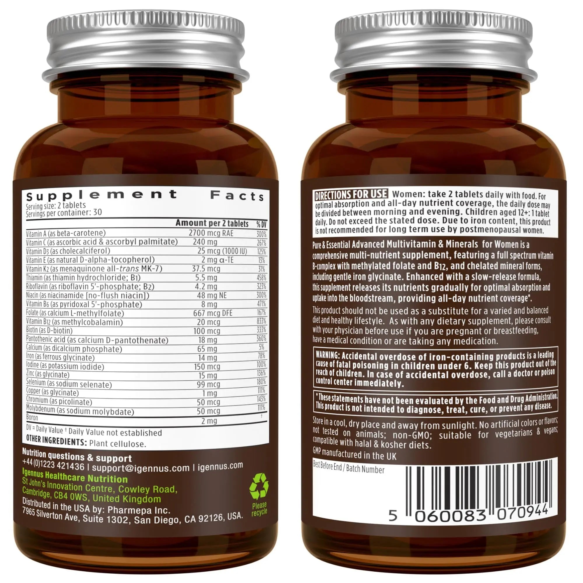 Multivitamin & Minerals for Women + Advanced Kids Multivitamin Gummy Vegan Bundle, with Methylated B-Vitamins, Vitamin A, C, D3 & E Igennus Healthcare NutritionAu supplements