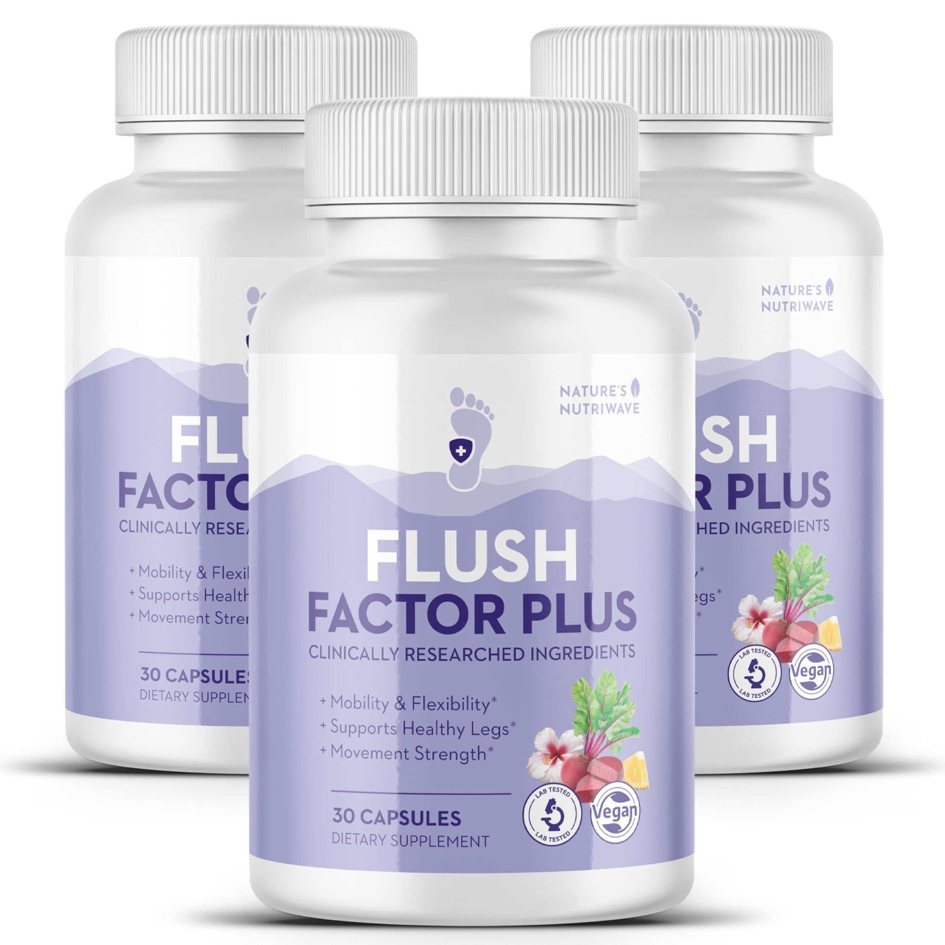Nature’s NutriWave Flush Factor Plus - Original Formulated FlushFactorPlus for Leg Comfort, 100% Natural Ingredients, Made in USA, No Stimulants | 30 Capsules, 3 Month Supply Nature’s NutriWaveAu supplements