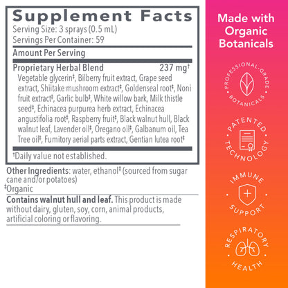 Biocidin Throat Spray - Throat Numbing Spray for Immune Support with Biocidin Blend - Clinically Researched, Fast-Acting for Seasonal Aid or Travel - Support Upper Respiratory Tract (1 fl oz) Bio-Botanical ResearchUS supplements