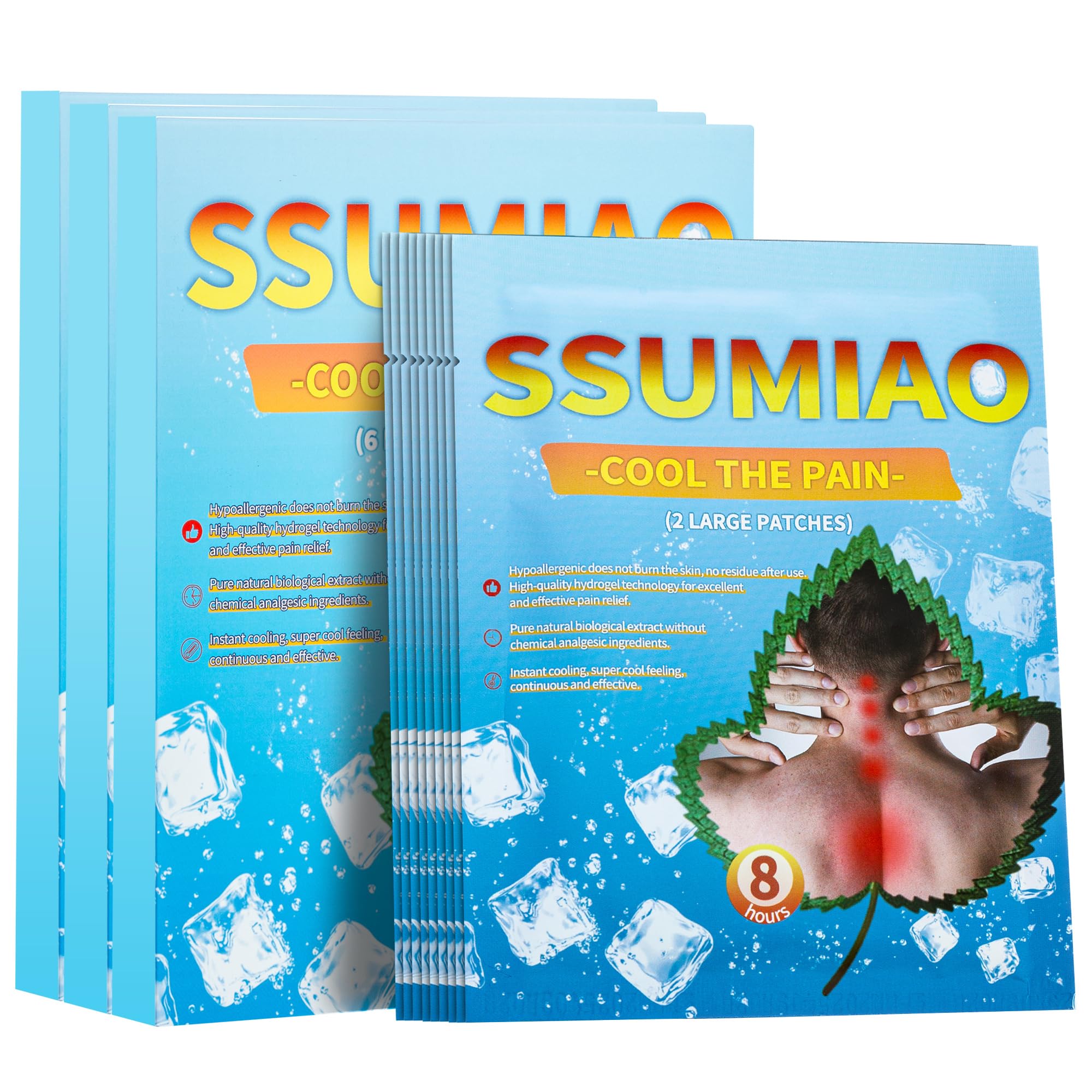 ssumiao 18pcs Menthol 4% & Capsaicin 0.25% Pain Relief Patches, 12-Hour Hydrogel Topical Analgesic, Back/Neck/Knee/Shoulder Muscle & Joint Relief, Non-Drowsy, Low-Odor, Individually Wrapped ssumiaoAu supplements
