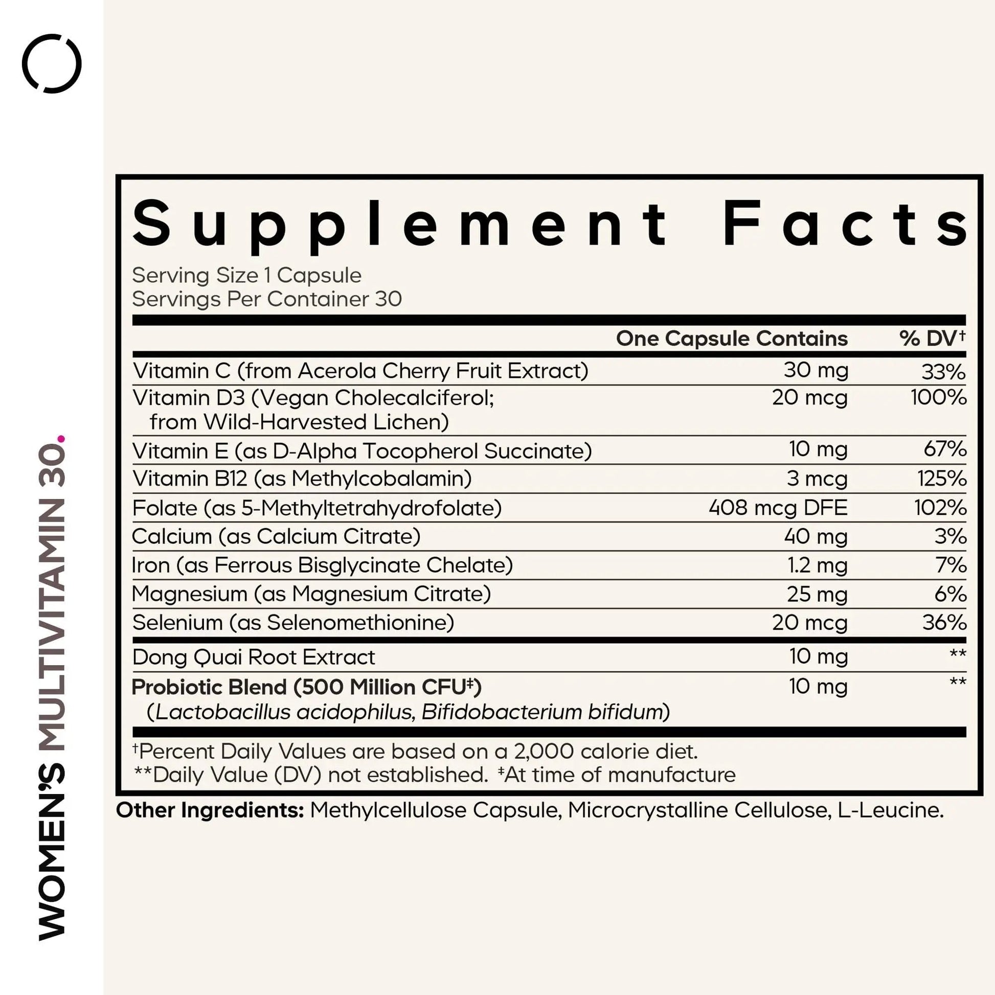 Codeage Women’s Multivitamin - Vitamins A, C, D3, E, B6, B12, Folate, Calcium, Magnesium, Iron, Dong Quai, Probiotics - 1 Capsule Per Serving CodeageAu supplements