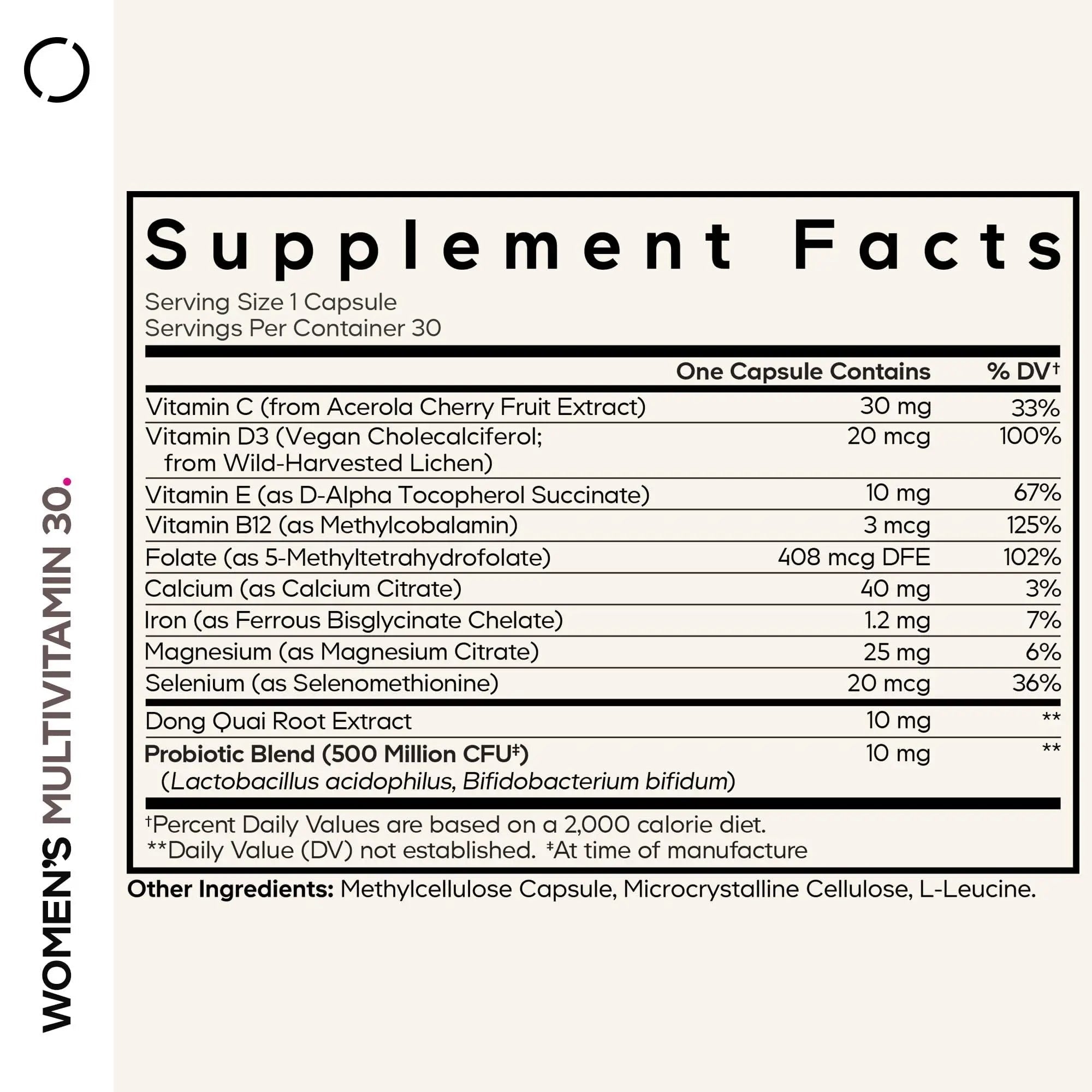 Codeage Women’s Multivitamin - Vitamins A, C, D3, E, B6, B12, Folate, Calcium, Magnesium, Iron, Dong Quai, Probiotics - 1 Capsule Per Serving CodeageAu supplements
