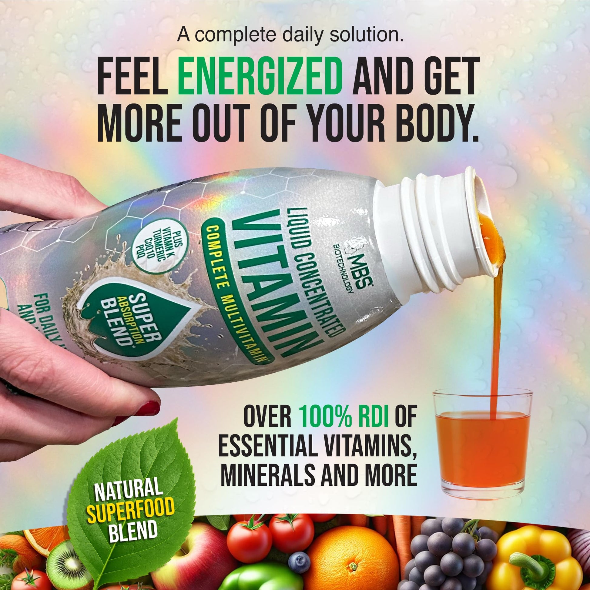 MBS Biotechnology Liquid Multivitamin for Adults – Complete High-Absorption Daily Vitamin with Superfoods, CoQ10, B-Complex, Turmeric & PQQ – Immune & Energy Support – Berry Flavor, 17 oz MBS BiotechnologyAu supplements