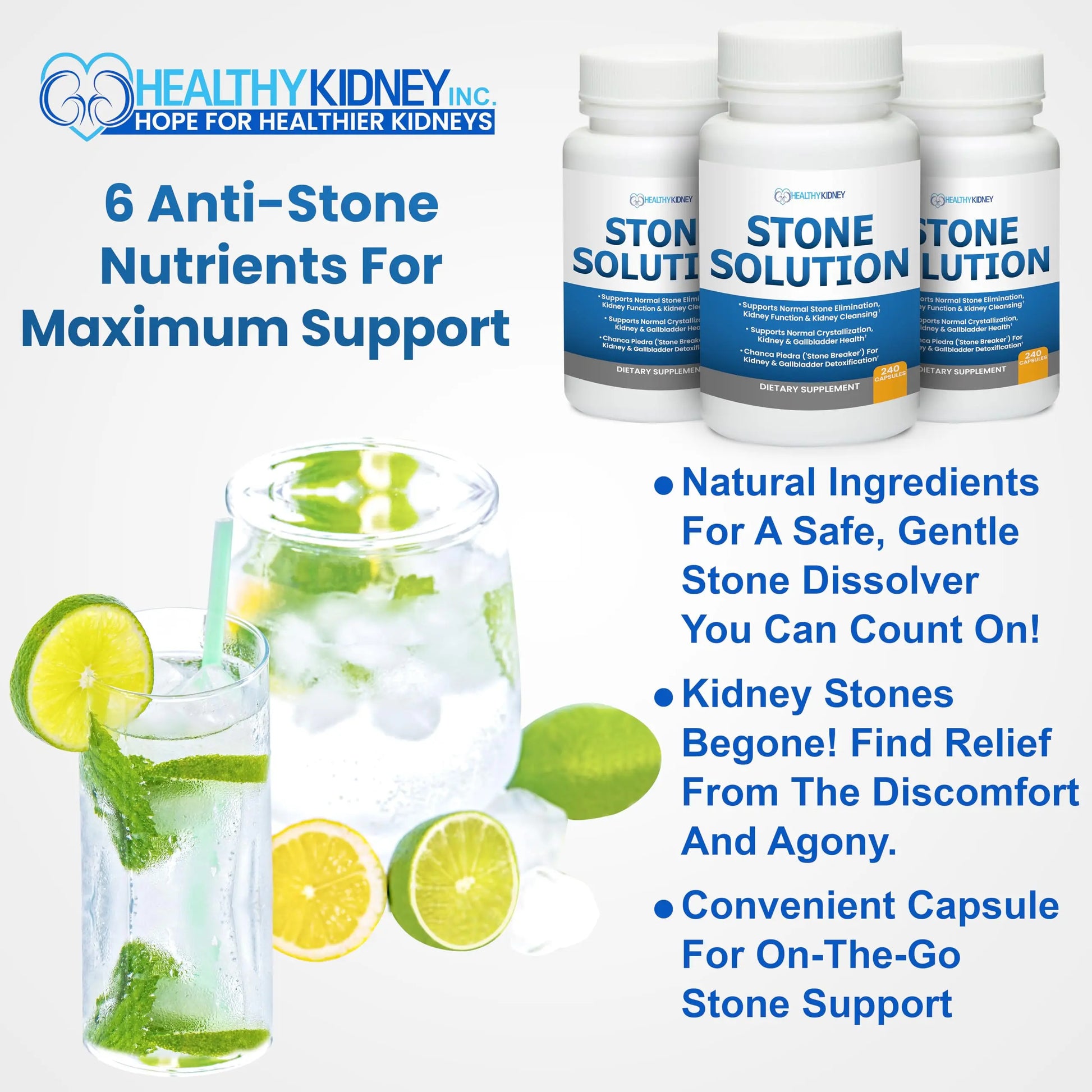Stone Solution Capsules- Natural Dissolver, Kidney Stone Support & Kidney Cleanser Chanca Piedra Stone Breaker Gallbladder Cleanse, Flush & Stop Recurrence, Stone Relief 60 Servings Kidney Restorenz supplements
