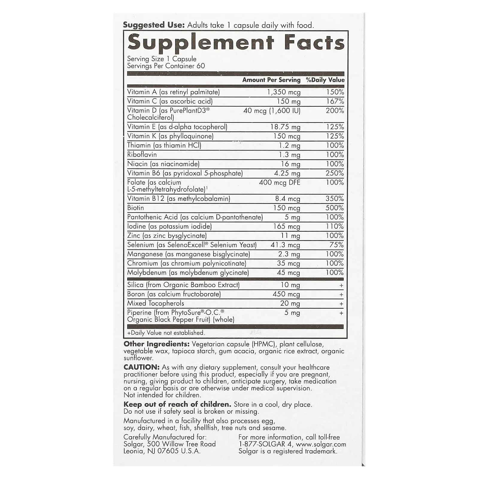 Solgar One Daily Women's Multi 50+ Whole Body Support for Women 50 and Older - Highly Absorbable Heart, Bone & Breast Health SolgarAu supplements