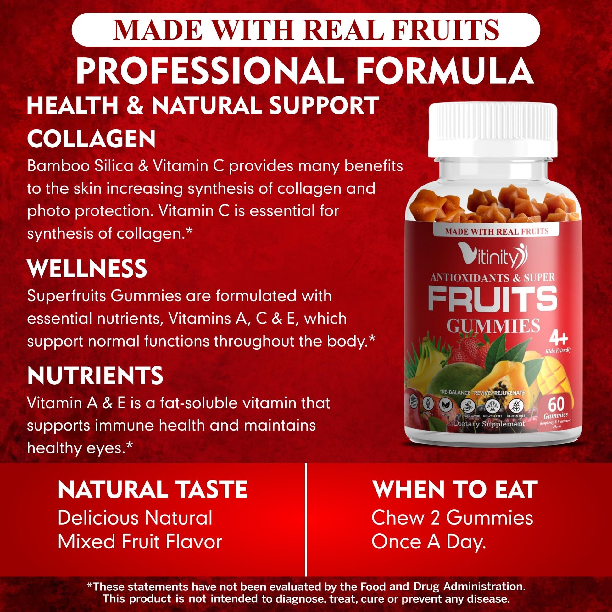 VITINITY Made with Real Super Fruits Delicious Gummy Supplement,Men,Women & Kids VITINITYUS supplements