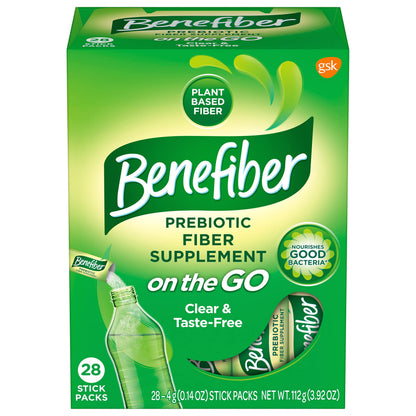Benefiber On The Go Prebiotic Fiber Supplement Powder for Digestive Health, Daily Fiber, Unflavored - 28 Sticks (3.92 Ounces) BenefiberUS supplements
