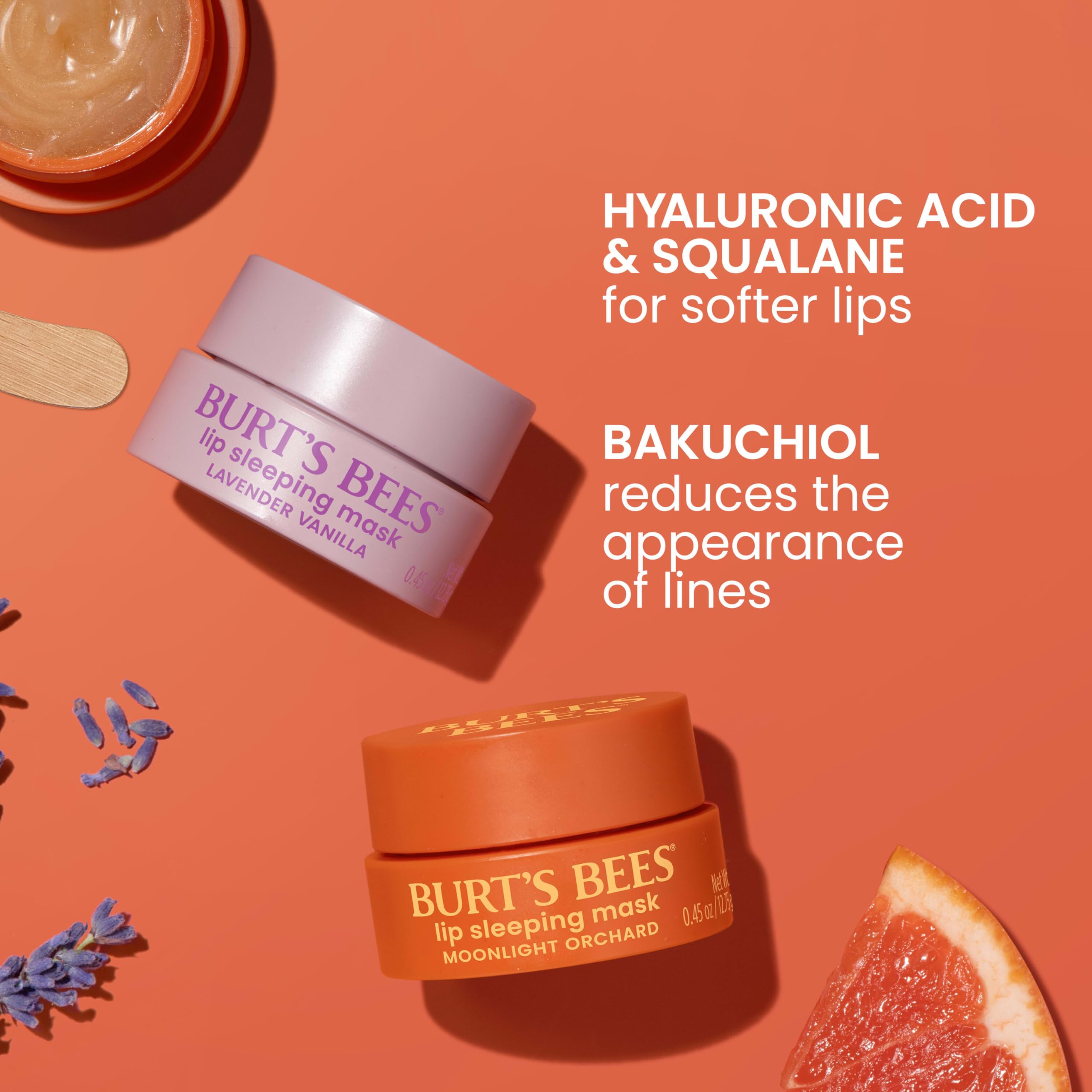 Burt’s Bees Lavender Vanilla Lip Sleeping Mask, With Hyaluronic Acid and Squalane Moisturizer To Instantly Hydrate Lips, Overnight Mask and Treatment, 0.45 oz. Burt's BeesAu supplements