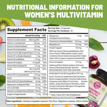 Womens Daily Multivitamins & Multimineral Supplement for Energy, Mood, Focus, Hair WHOLE WORLD WELLNESSUS supplements