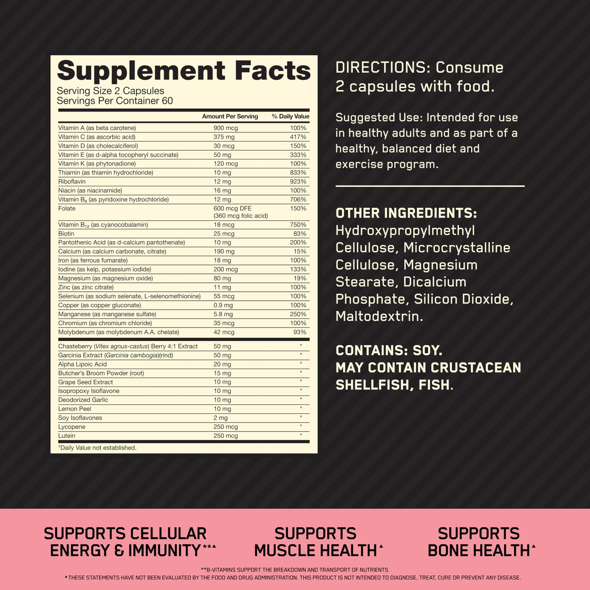 Optimum Nutrition Opti-Women, Vitamin C, Zinc and Vitamin D for Immune Support Womens Daily Multivitamin Supplement with Iron, Capsules, 120 Count Optimum NutritionAu supplements
