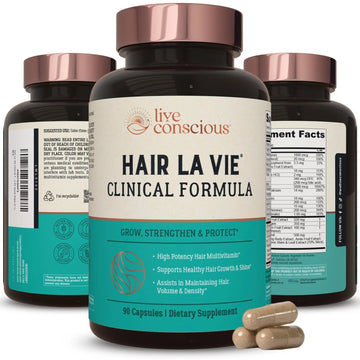 Hair La Vie Live Conscious Clinical Formula Hair Growth Vitamins for Women and Men w/Biotin, Collagen & Saw Palmetto (Pack of 1) Hair La VieAu supplements