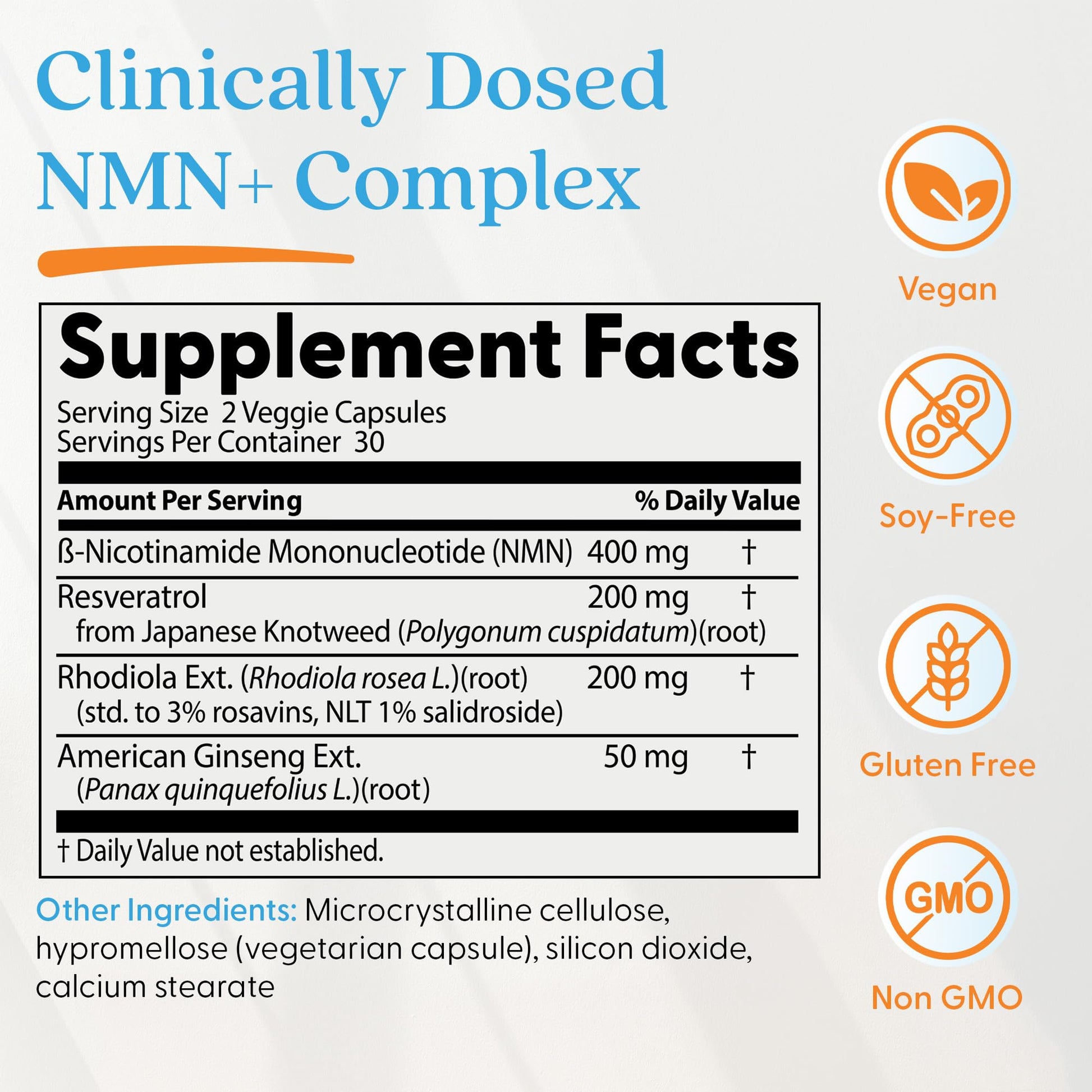 Doctor's Best NMN+ Complex Supplement Capsules for Women & Men - Supports NAD+ Production, Resveratrol 100mg & Beta Nicotinamide Mononucleotide 200mg per Capsule, Cellular Energy Support - 60 Veg Caps Doctor's BESTAu supplements