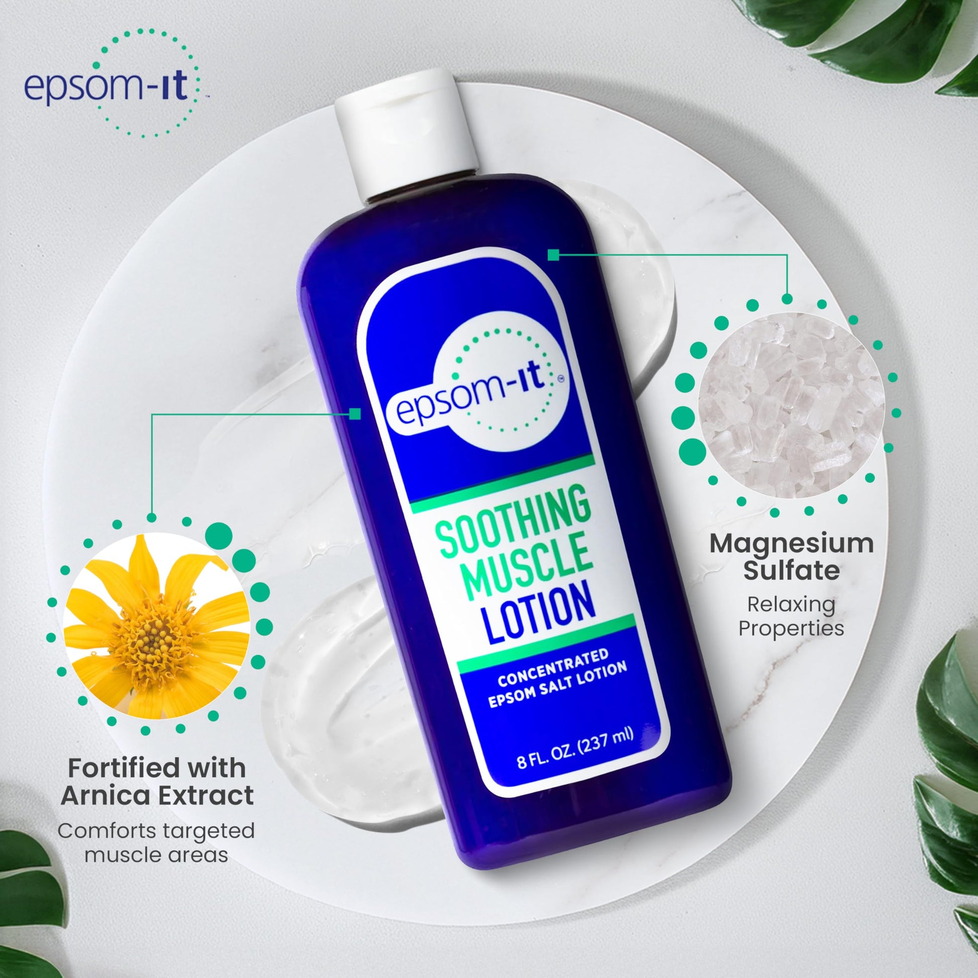 Epsom-It Soothing Muscle Magnesium Lotion – Epsom Salt Topical Cream with Arnica and Magnesium Sulfate - Designed for Muscle Stiffness, Leg Cramps, Feet, Knees and Achy Feet - 8.0 oz EPSOM-ITAu supplements