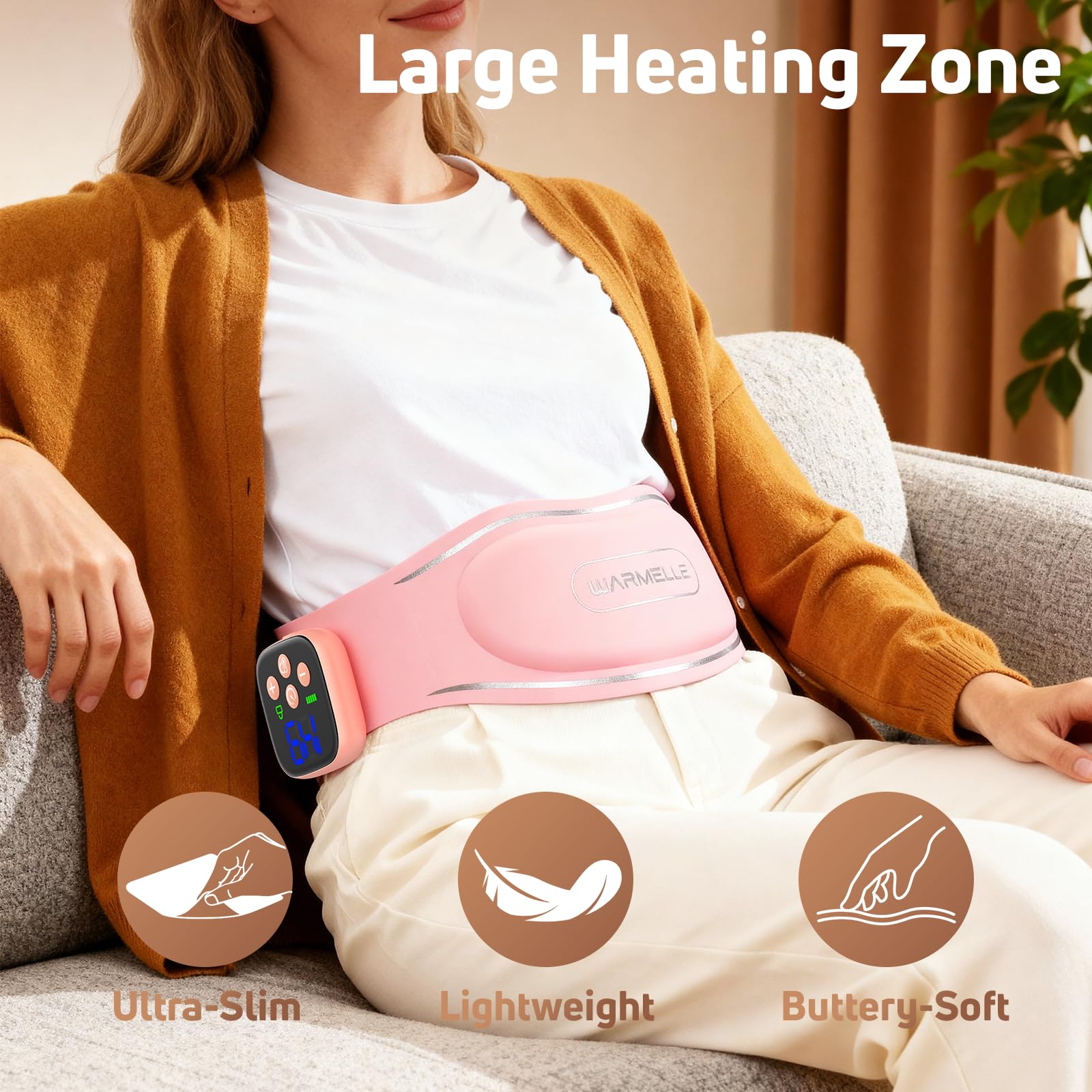 Heating Pad for Period Cramps, Portable Heating Pad for Back - Instant Soothing Menstrual Cramp Relief, Cordless Heating Pads Rechargeable with 5000mAh Battery, 6 Heat Settings, 10-99 Mins Timer WARMELLEAu supplements