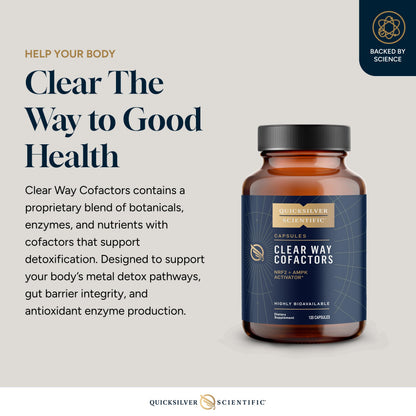 Quicksilver Scientific Clear Way Cofactors - Body Detox Cleanse Support with Vitamin B1, Dandelion Extract, Quercetin & Nattokinase Enzyme - Antioxidant Cleanse to Support Gut Health (120 Capsules) Quicksilver ScientificUS supplements