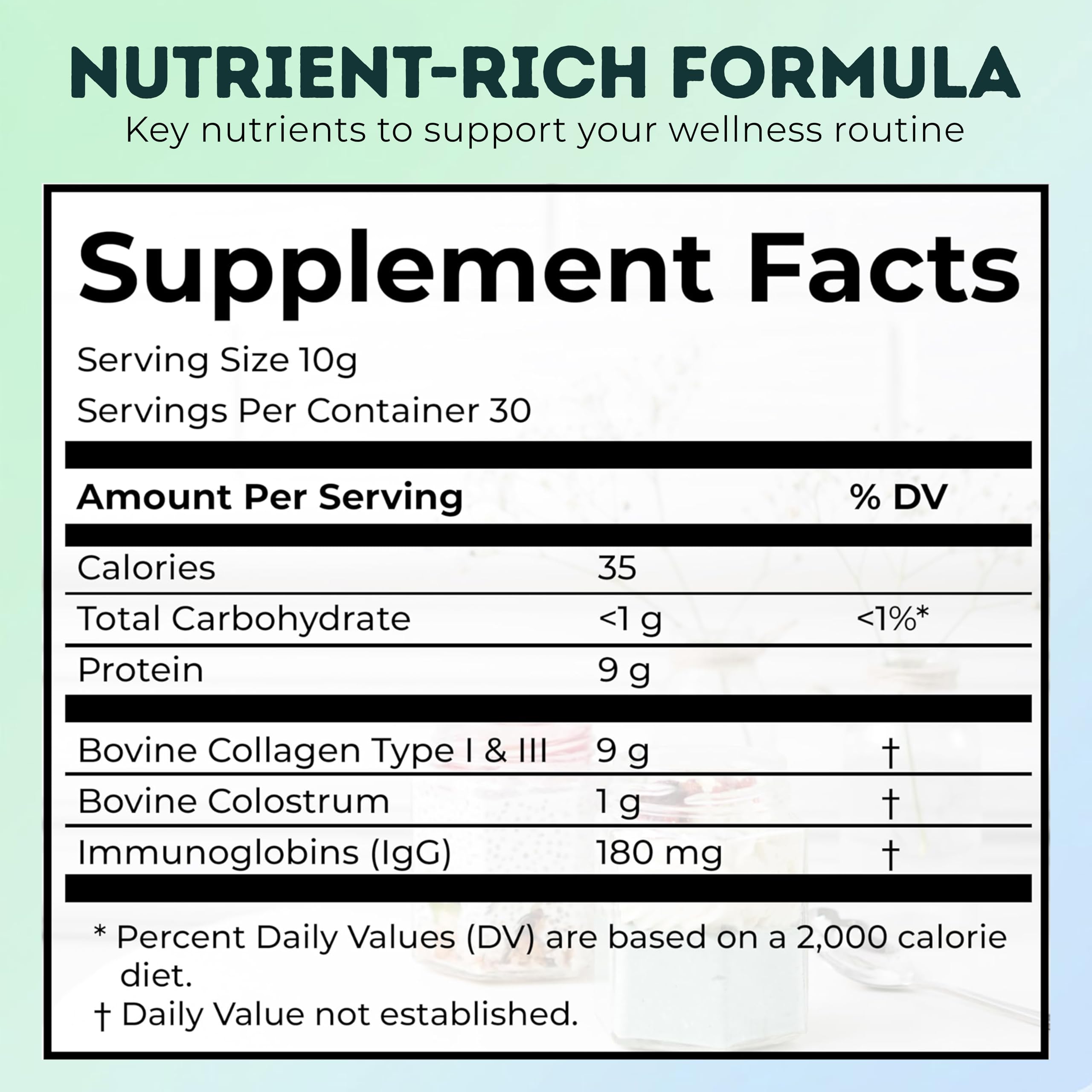 Bovine Colostrum and Hydrolyzed Collagen Peptides Powder Supplement for Women & Men - Supports Gut Health, Joint & Bone Health, Hair Skin Nails - Grass-Fed, Non-GMO, Gluten Free, 300g (30 Servings) OVIDAAu supplements