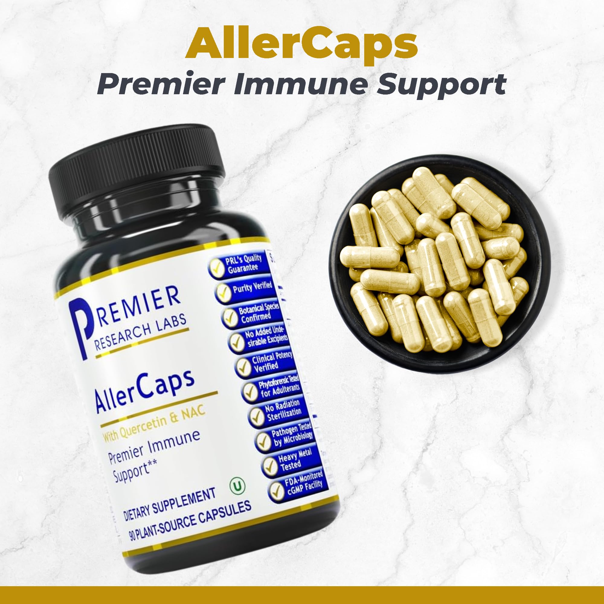 Premier Research Labs AllerCaps - A Lung Health Supplement with NAC/N-Acetyl Cysteine, Featuring Bromelain, Reishi Mushroom & Quertecin, Immune Support Formula - 60 Vegetarian Capsules Premier Research LabsAu supplements