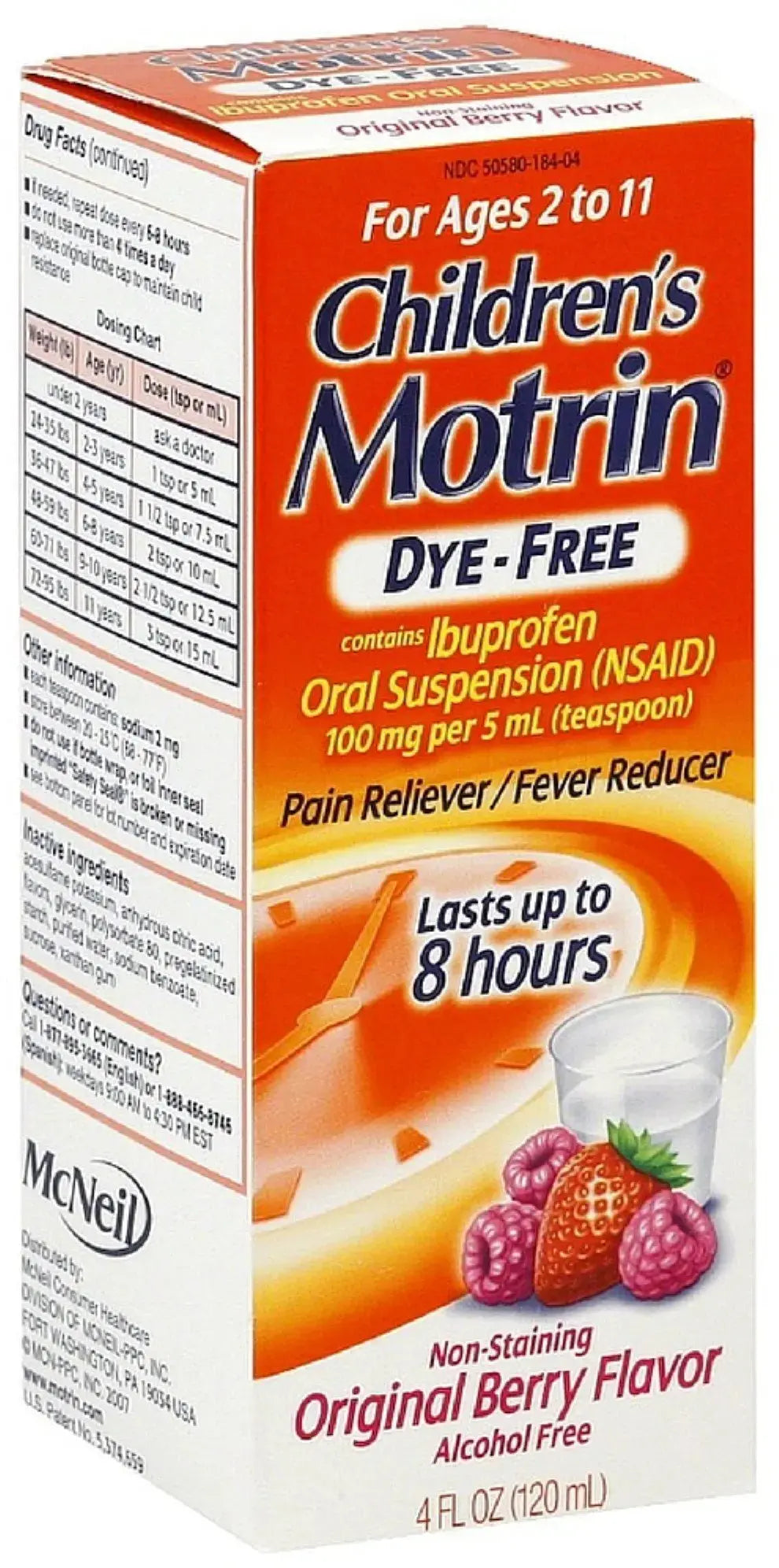 Motrin Children's Dye-Free Pain Reliever/Fever Reducer, Original Berry Flavor 4 Oz (3 Pack) XllentAu supplements