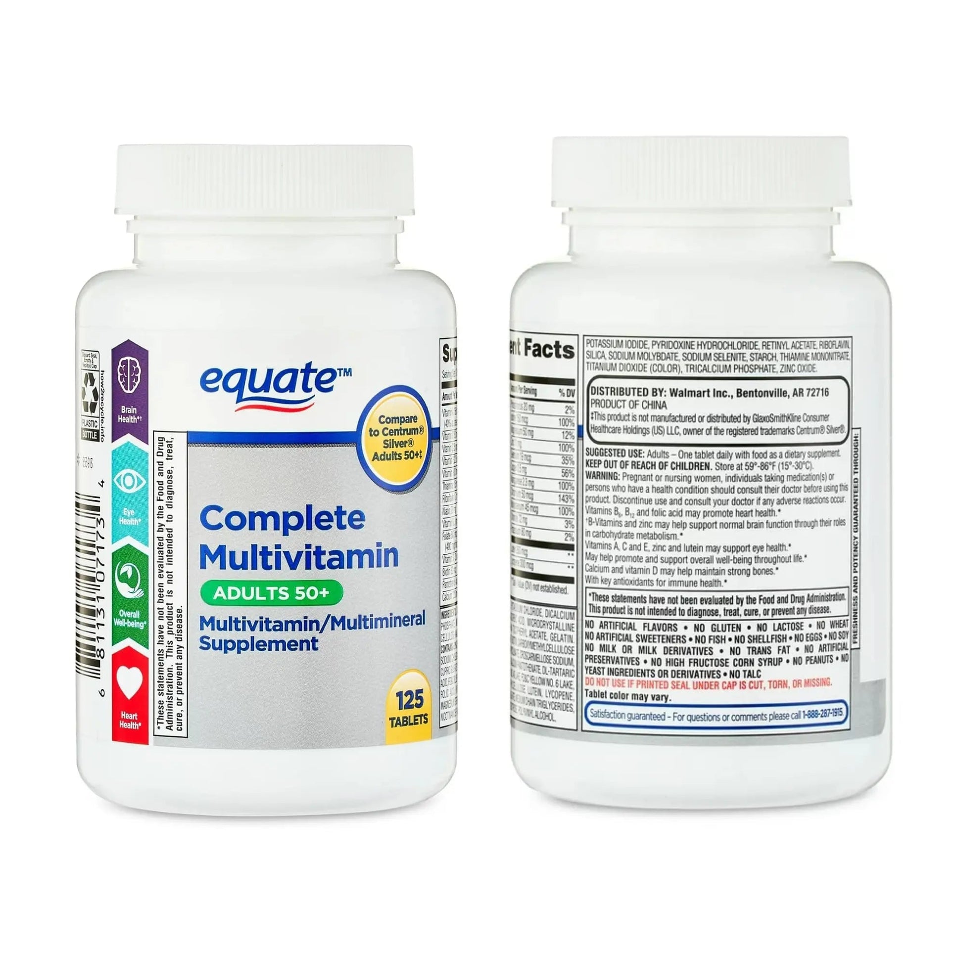 Equate Adult 50+ One Daily Complete Multivitamin Multimineral Supplement Tablets, Healthy Brain Aus HealthcareAu supplements