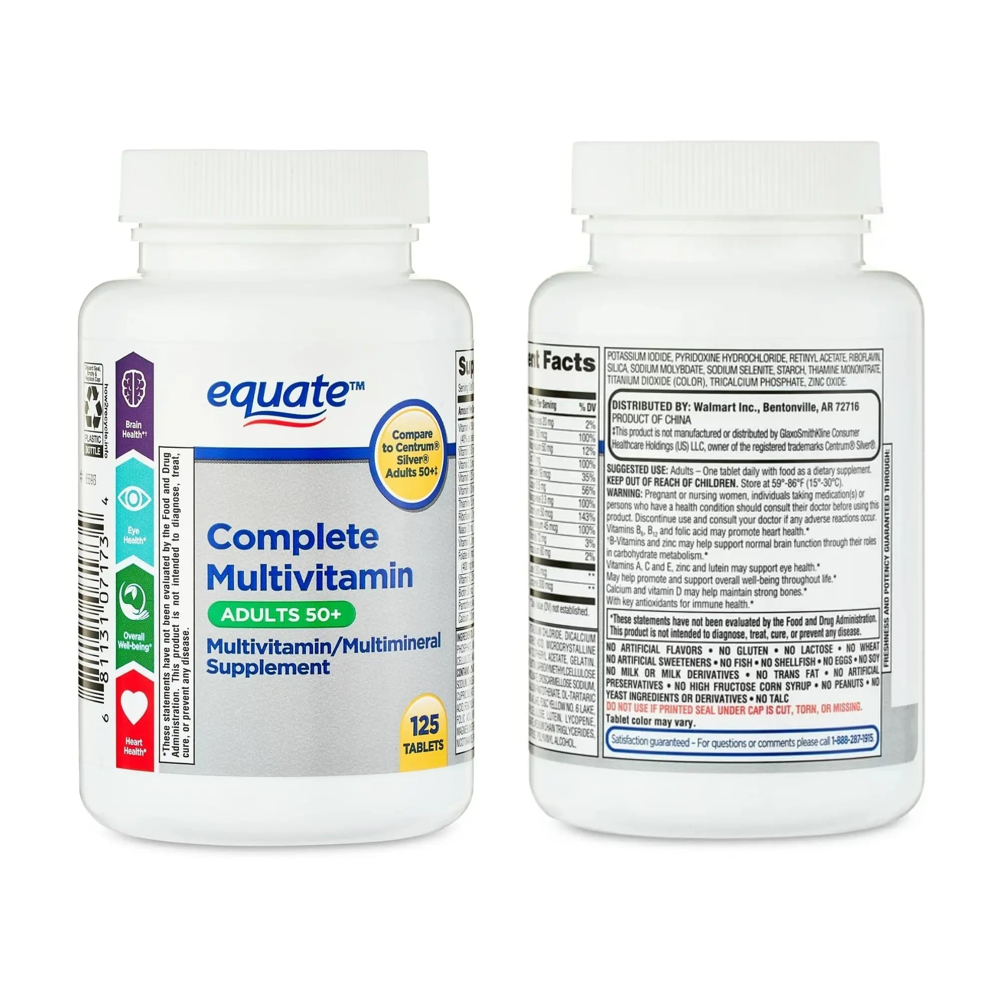Equate Adult 50+ One Daily Complete Multivitamin Multimineral Supplement Tablets, Healthy Brain Aus HealthcareAu supplements