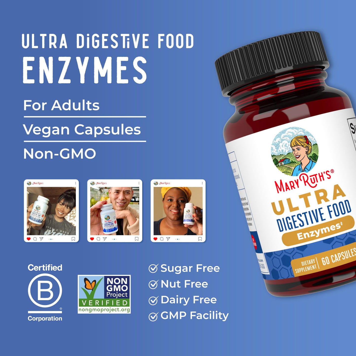 MaryRuth Organics Ultra Digestive Enzymes Capsules | Up to 2 Month Supply | Supplement for Gut Health Support | Digestion & Immune Support MARYRUTH'SUS supplements