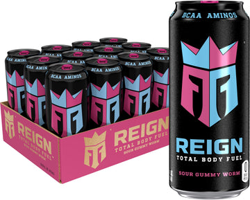 Reign Total Body Fuel, Sour Gummy Worm, Fitness & Performance Drink, 16 Fl Oz (Pack of 12) REIGNAu supplements
