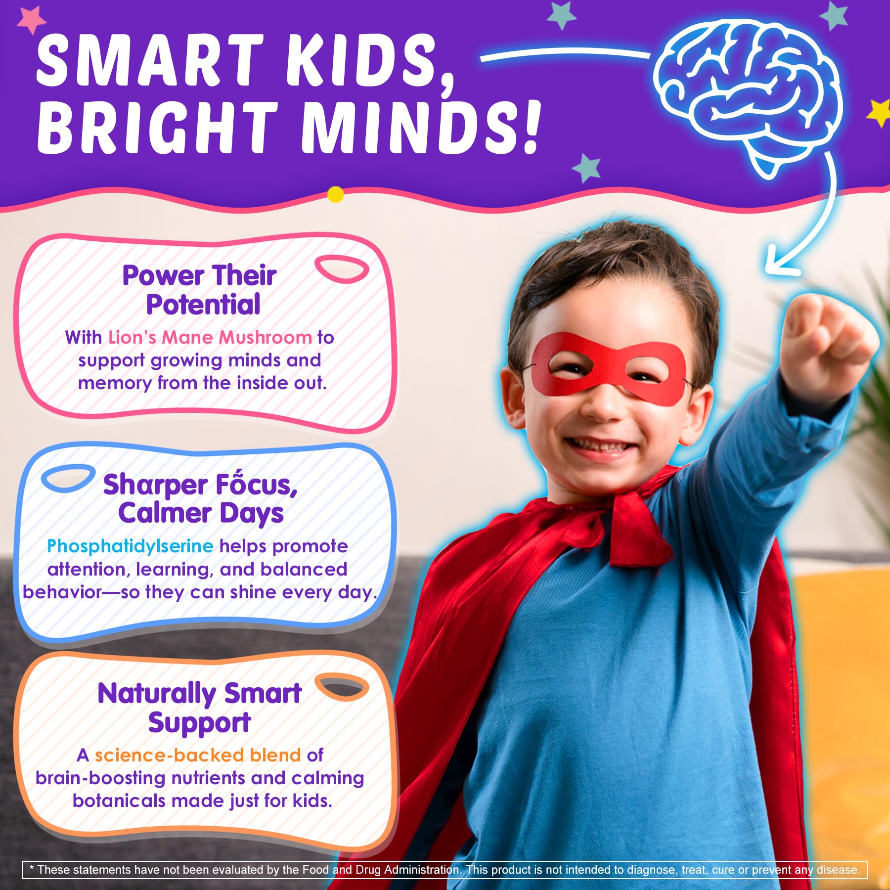 Kids Brain Gummies with Lion's Mane Mushroom, Methyl B6, B9, B12, Supper Greens, Lutein, Brain Booster Supplement for Focus & Attention, Cognitive Function, Vision & Energy, Sugar Free, Vegan 2 Pack NextdiaAu supplements