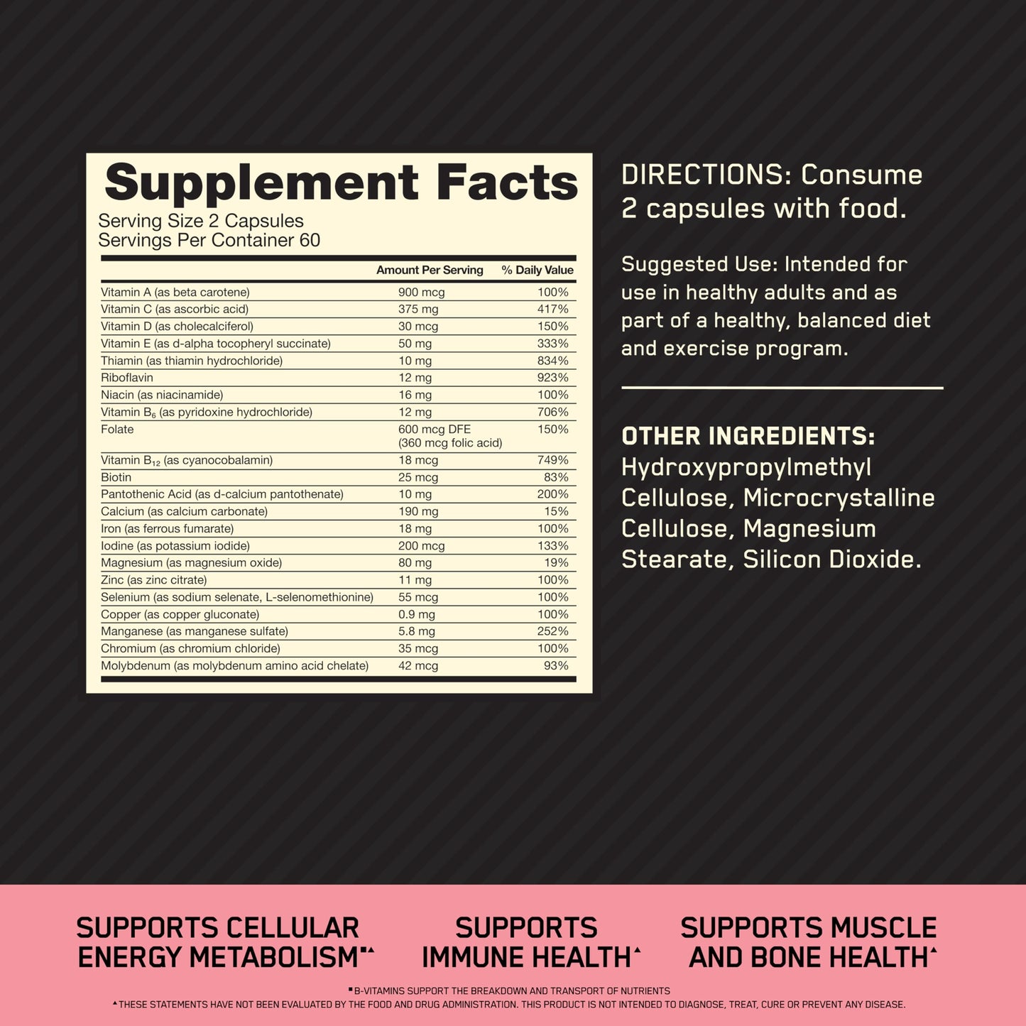 Optimum Nutrition Opti-Women, Vitamin C, Zinc and Vitamin D for Immune Support Womens Daily Multivitamin Supplement with Iron, Capsules, 120 Count Optimum NutritionUS supplements