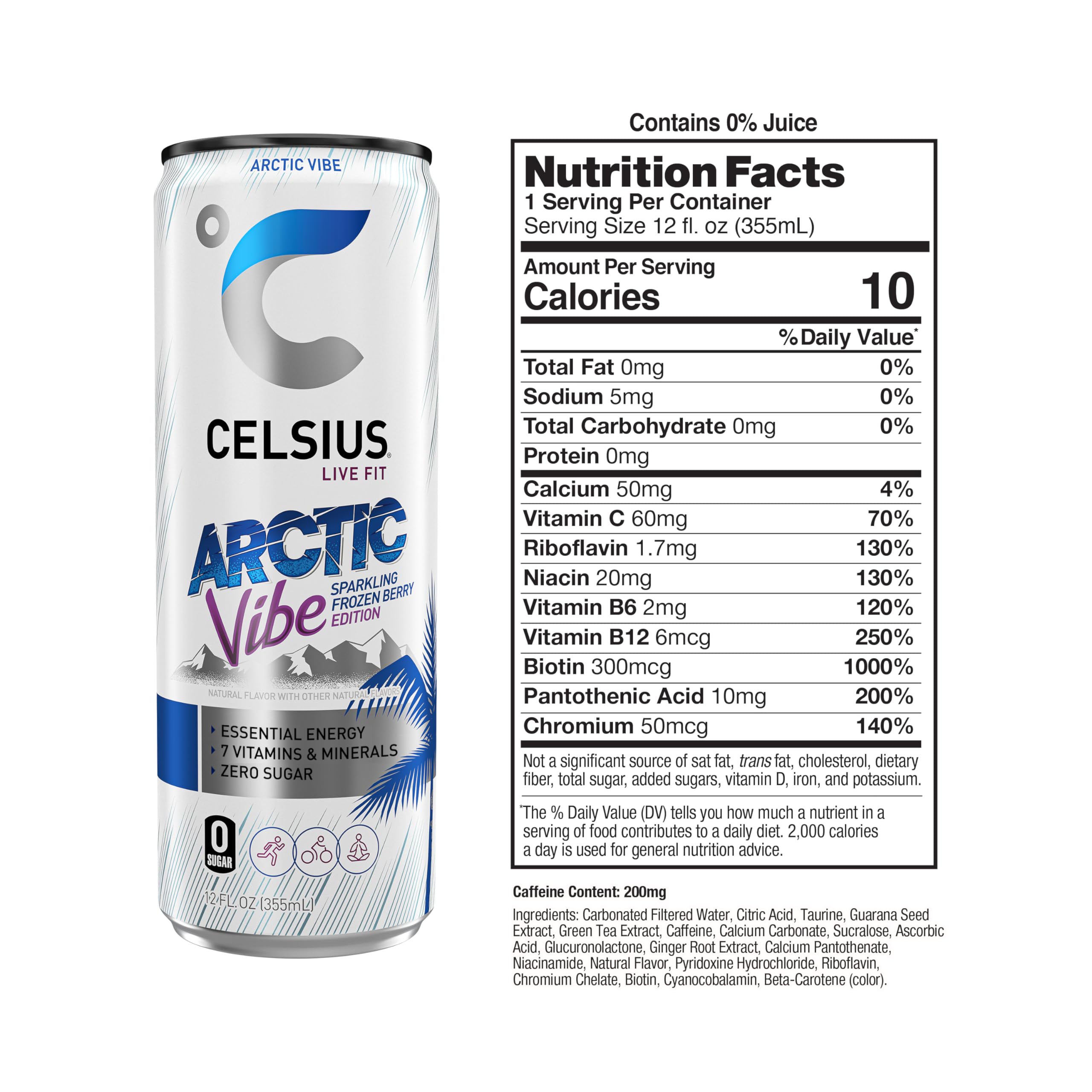 CELSIUS Arctic Vibe Sparkling Frozen Berry, Functional Essential Energy Drink, 12 Fl Oz CELSIUSUS supplements