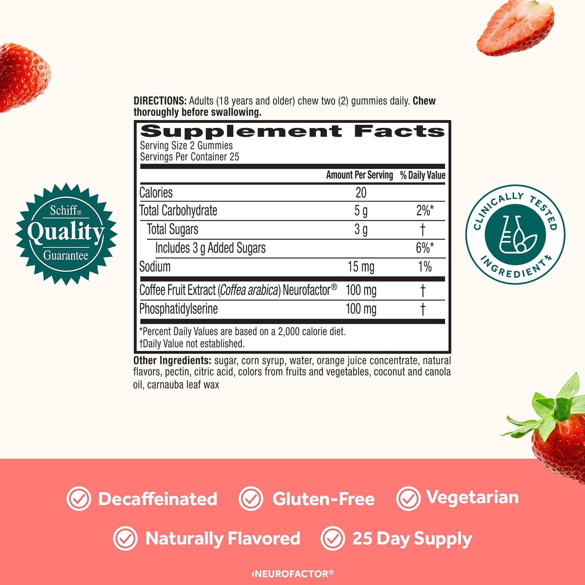 NEURIVA Original Brain Supplement for Memory, Focus & Concentration + Learning & Accuracy with Clinically Tested Nootropics Phosphatidylserine and Neurofactor, Strawberry Flavor, 50 Gummies NEURIVAAu supplements