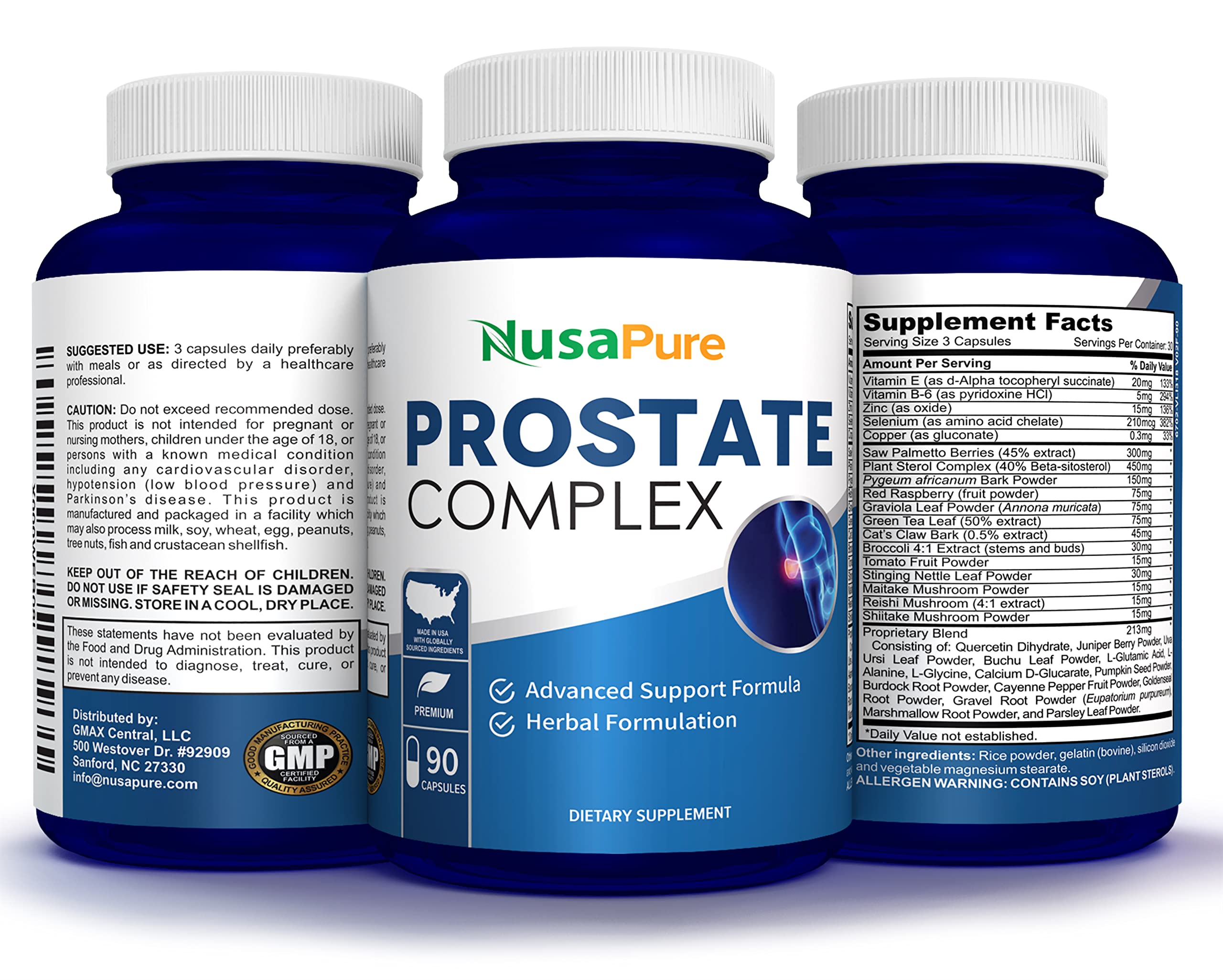NusaPure Saw Prostate Palmetto Complex (Plant Sterol Complex, Nettle Root, Pygeum Bark, Graviola) - 90 Capsules NusaPureAu supplements