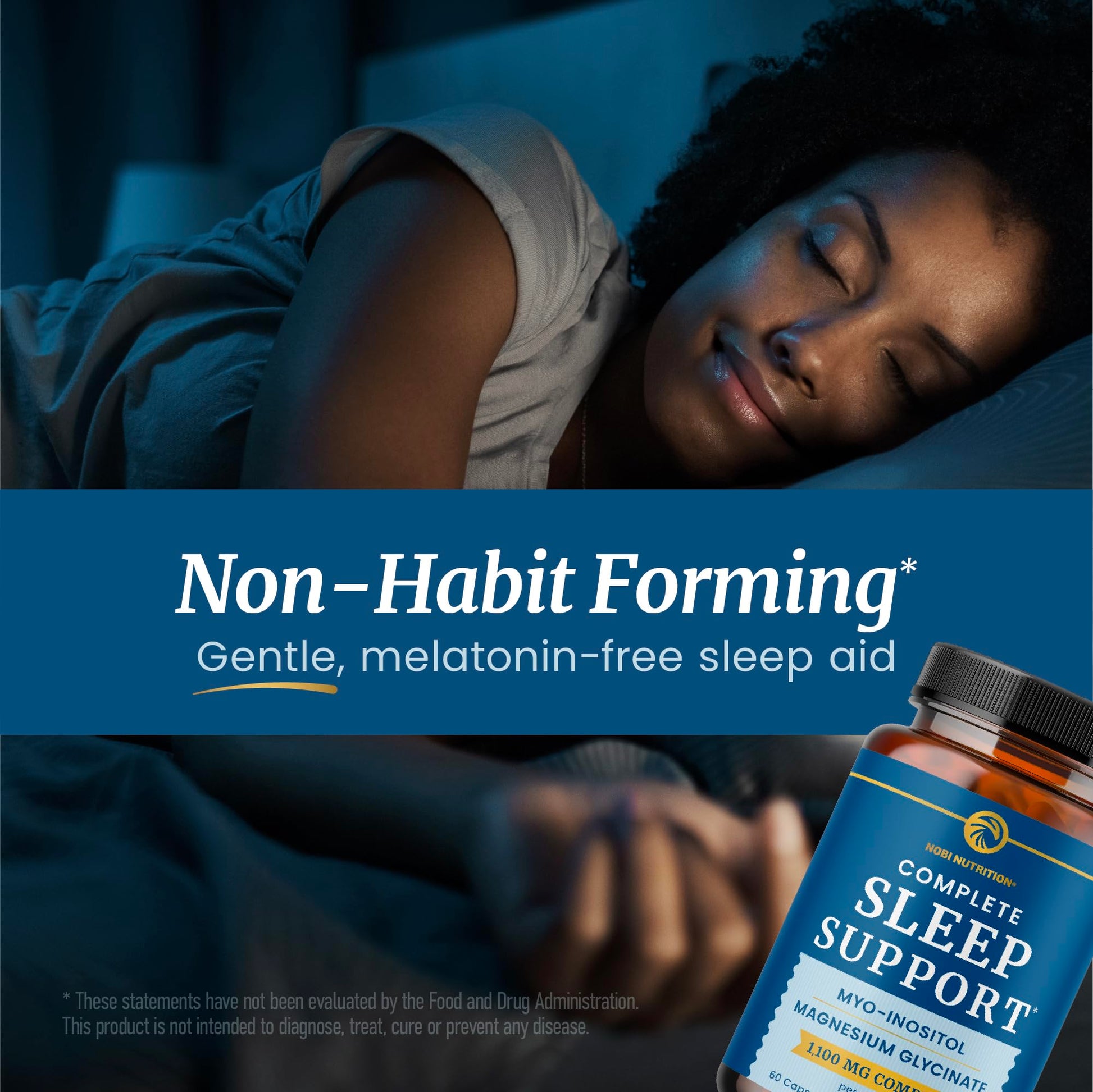 Complete Sleep Support | Myo Inositol + Magnesium Glycinate | Restful Sleep & Relaxation Support | 1100MG Complex | Melatonin-Free, Non-GMO | Inositol Supplement with Magnesium-Glycinate | 60 Ct Nobi NutritionAu supplements