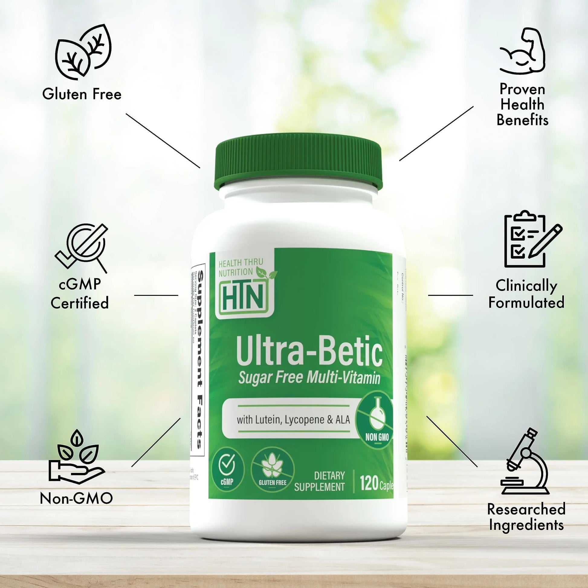 Health Thru Nutrition Ultra-Betic Multivitamin 120 Count | Supports Nerve, Vision, Energy | with ALA, Lycopene | Health Thru NutritionAu supplements