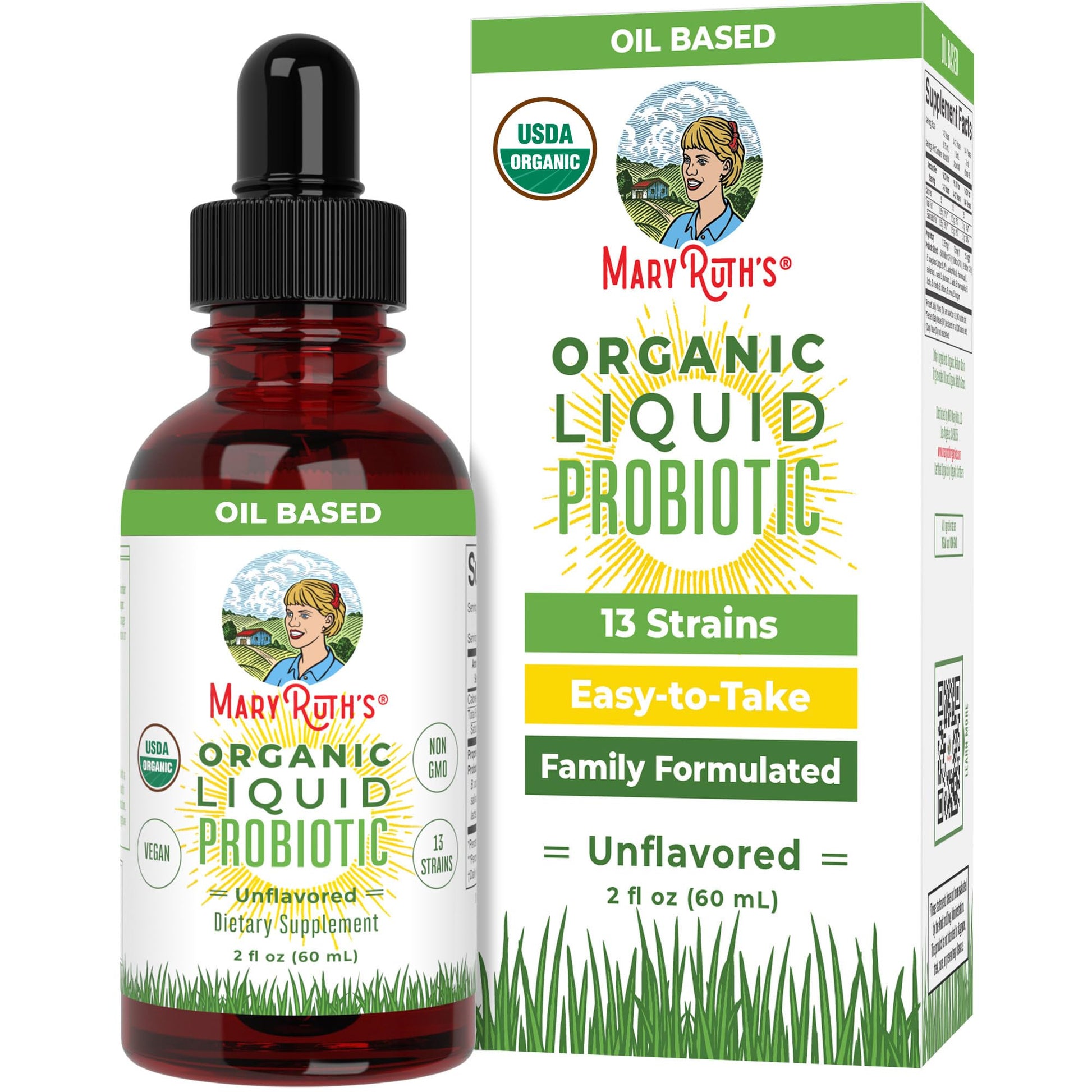 MaryRuth Organics Liquid Probiotic for Ages 4+ | 2 Billion CFU | 13 Probiotic Strains | Gut Health & Digestive Support | Gas & Bloating Support | Vegan | Gluten Free | Travel-Friendly | 20 Servings MARYRUTH'SUS supplements