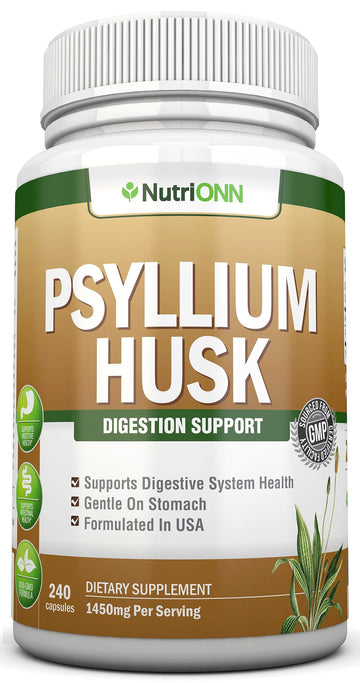 NutriONN PSYLLIUM Husk Capsules - 1450mg Per Serving - 240 Capsules - Double Strength NutriONNAu supplements