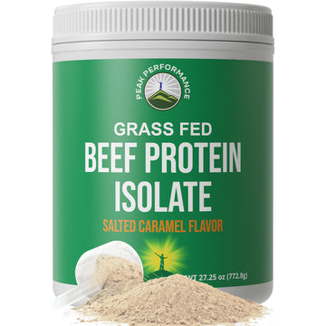 Grass Fed Beef Protein Powder - Lactose Free Great Tasting Beef Protein Isolate. Complete Animal Based Non Dairy Paleo Carnivore Supplement for Prime Muscle Building. No Whey. Salted Caramel Flavor Peak PerformanceAu supplements