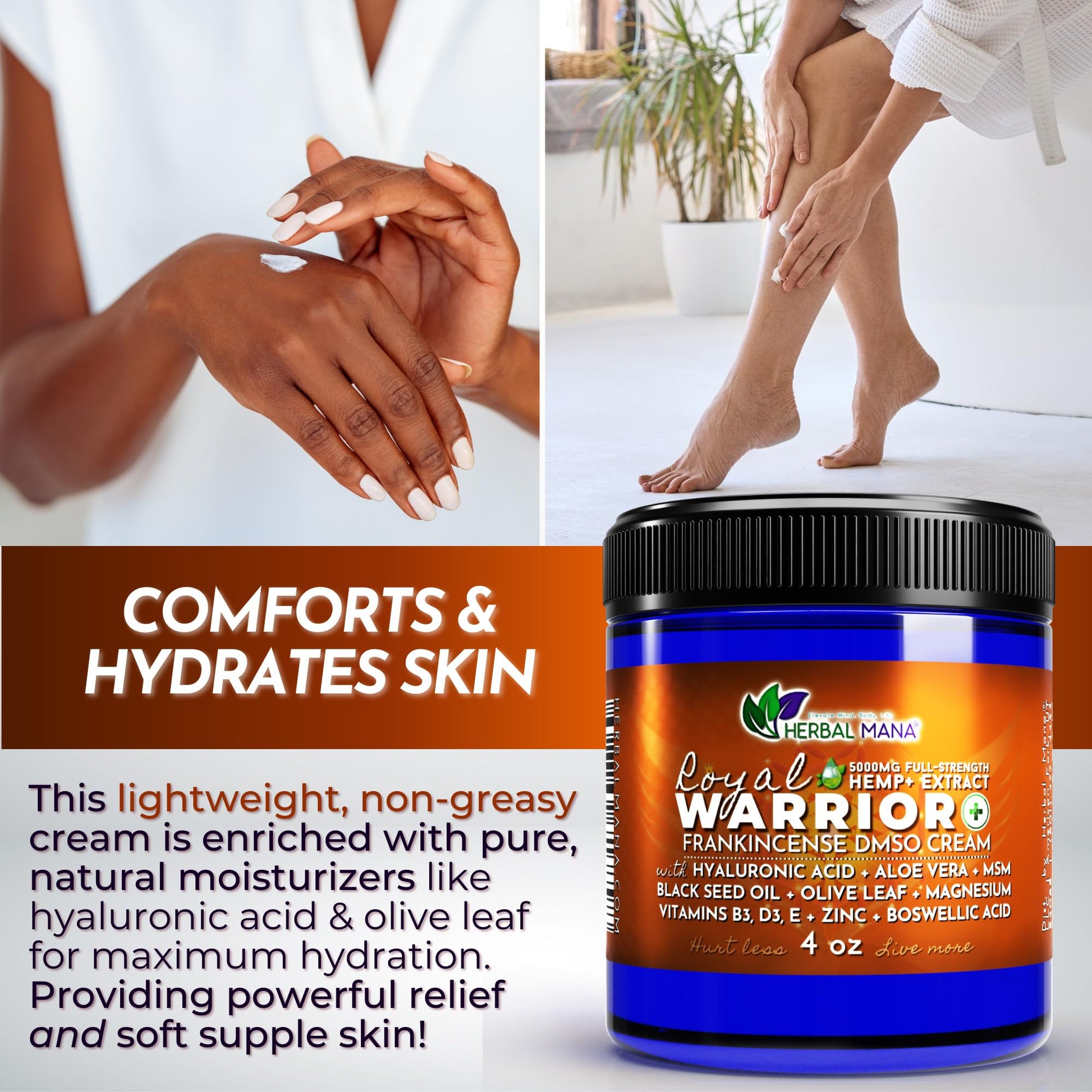 Herbal Mana Royal Warrior with 5000mg Hemp Lotion - 99.9% Pure DMSO Cream Herbal ManaAu supplements