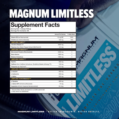LIMITLESS Magnum 504g - Muscle Workout Powder, Sport Pre Workout for Men and Women LIMITLESSUS supplements