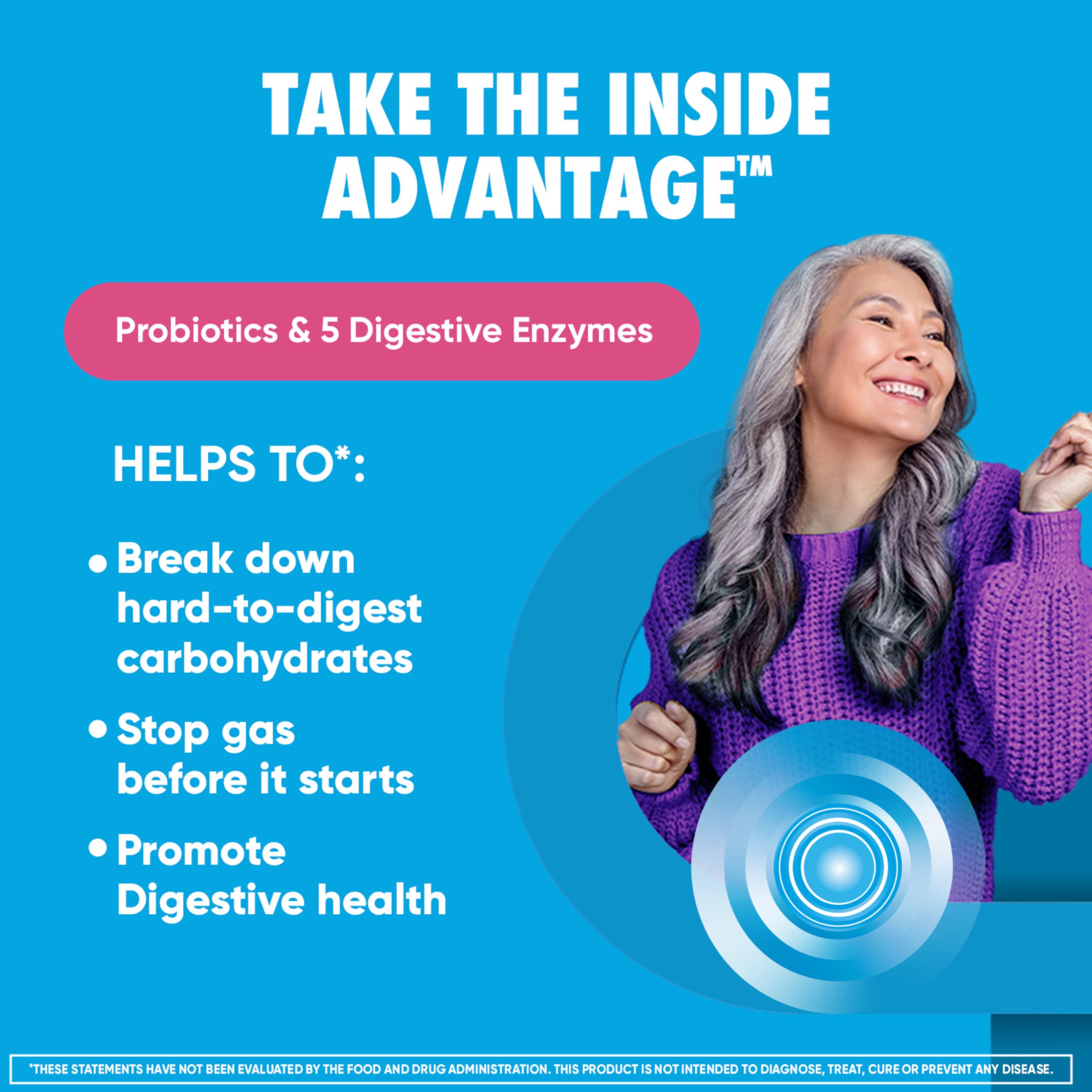 Digestive Enzyme and Probiotic Capsule- Digestive Advantage 32 Capsules, Survives 100x Better than regular 50 billion CFU, Breaks down food, helps prevent gas Digestive AdvantageAu supplements