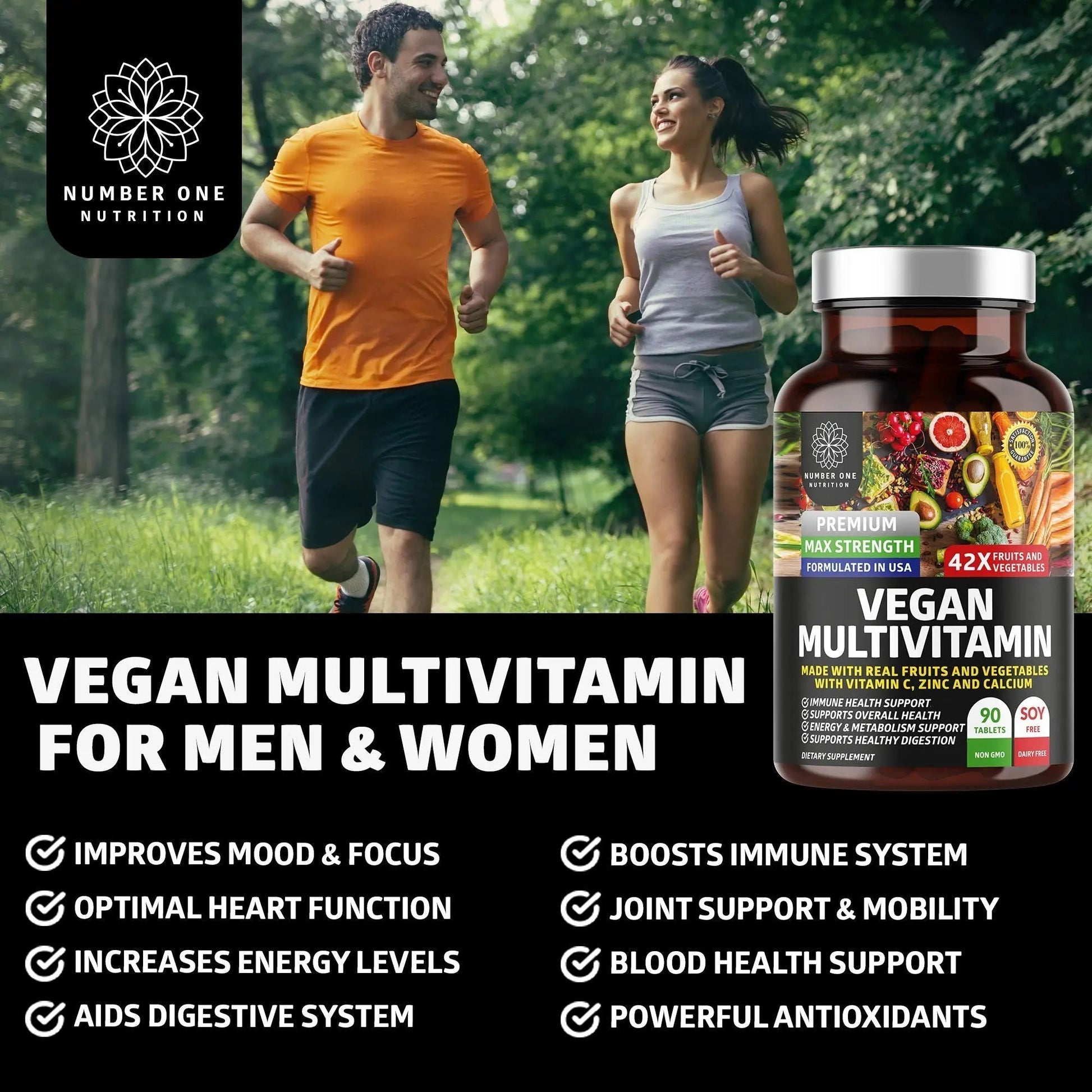 N1N Premium Plant Based Multivitamin [42 Powerful Ingredients] Men & Women Daily Multivitamins with Raw Veggies and Fruits, Probiotics Number One NutritionAu supplements