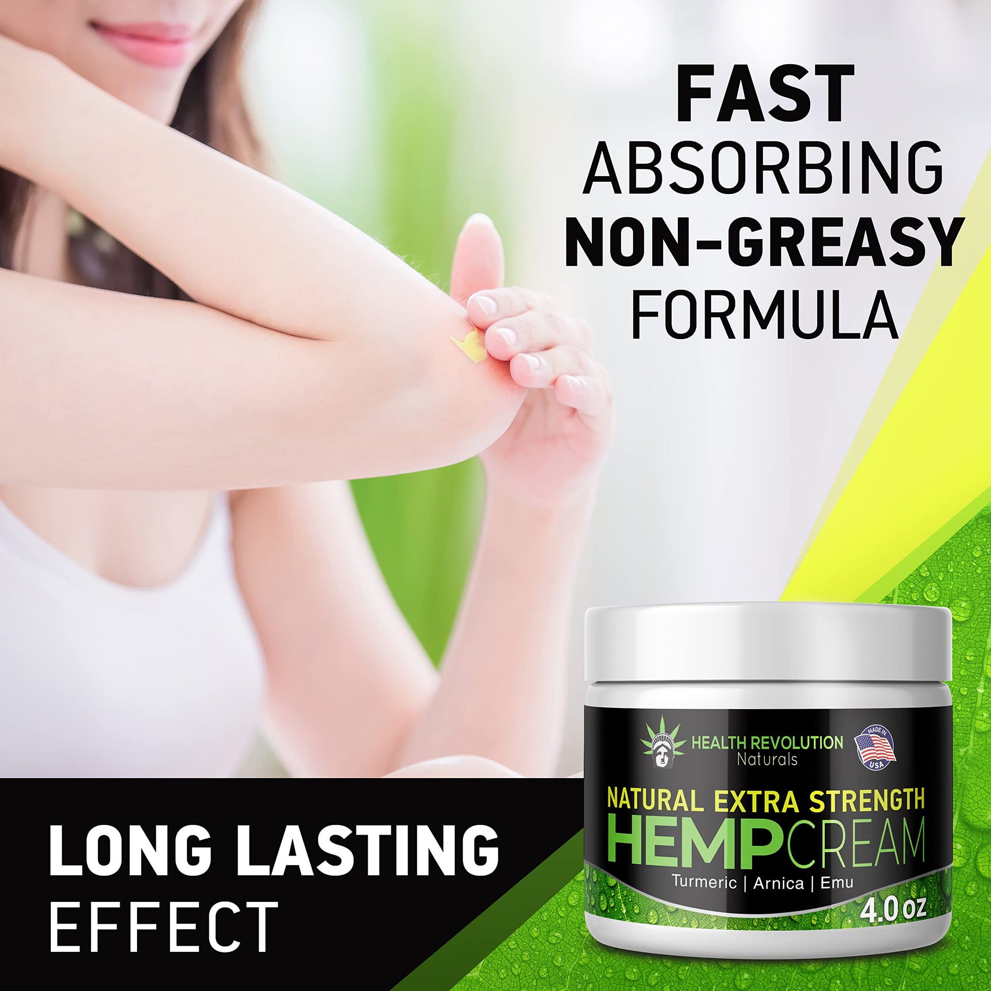 Health Revolution Hemp Arnica Cream Maximum Strength - Soothes Muscles, Joints, Feet, Nerve, Back, Knee, Hip, with Arnica, MSM, Emu, Turmeric - Expertly Formulated 4oz Health RevolutionAu supplements