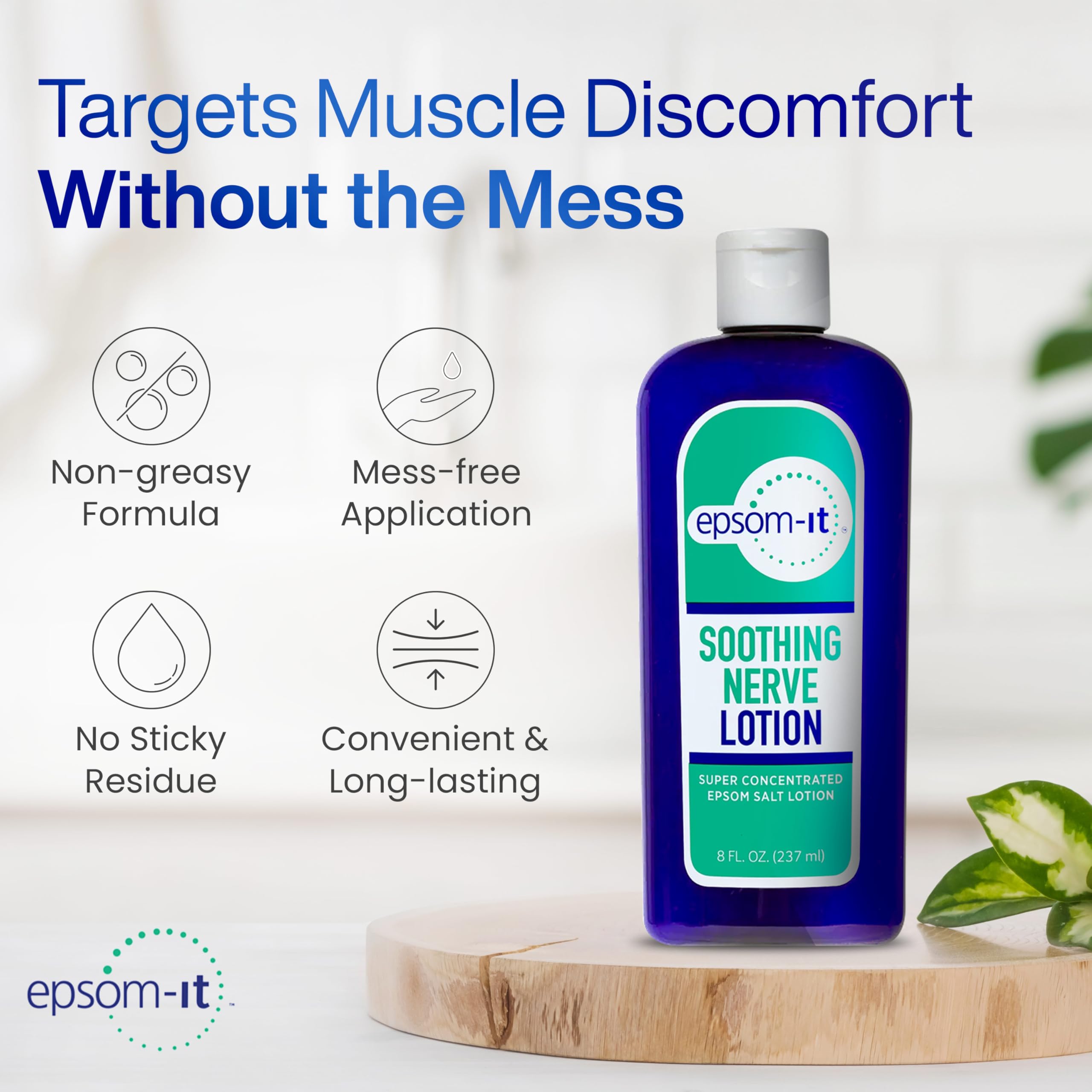 Epsom-It Soothing Nerve Lotion - Epsom Salt Magnesium Lotion, Topical Magnesium Cream with Capsaicin & Arnica to Provide Comfort for Legs, Knee and Feet, 8.0 oz., 2-Pack EPSOM-ITAu supplements