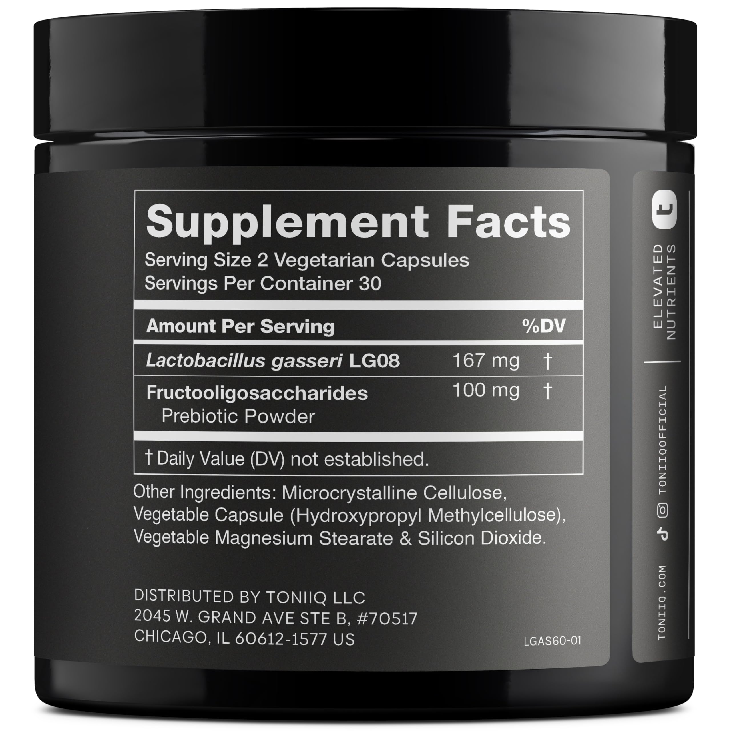 Lactobacillus Gasseri - Ultra High Strength 50 Billion CFU - Delayed Release Capsules - Made with Prebiotic Inulin Fiber - Supports Digestive Health & Gut Flora - Third-Party Lab Tested - 60 Capsules ToniiqAu supplements