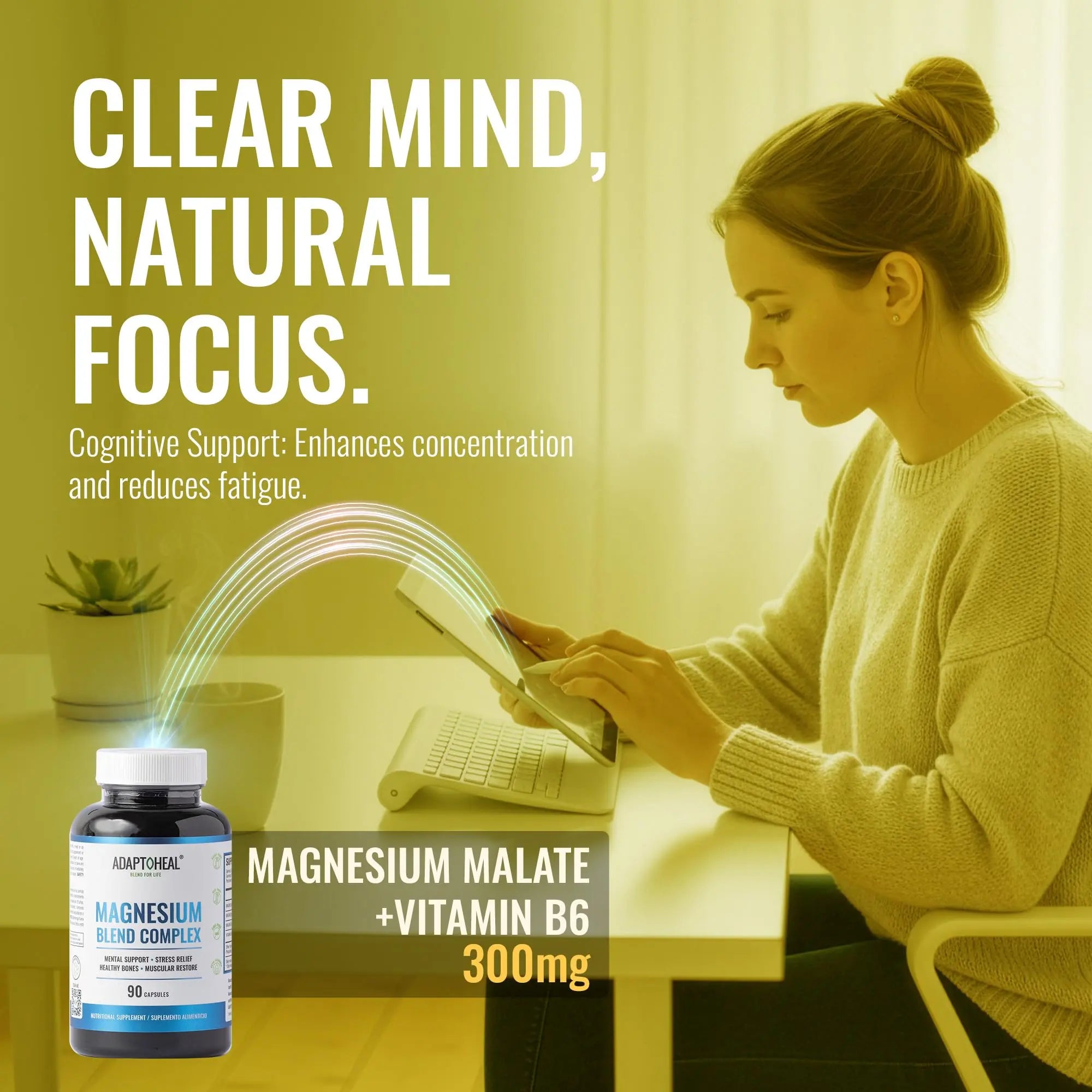 ADAPTOHEAL Magnesium Complex – Glycinate, Malate & Citrate with Vitamin B6, Sleep Support, Stress Relief, Muscle Relaxation, Nervous System Support – 90 Capsules ADAPTOHEALnz supplements