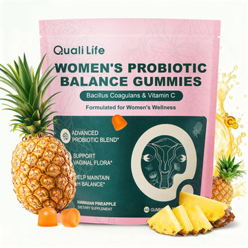 QualiLife Premium Feminine Balance Gummies for Women – Probiotic Vaginal Health Support with Vitamin C – pH Balance & Flora Support – Sugar Free, Vegan, Hawaiian Pineapple Flavor – 60 Gummies (1) QualiLifeAu supplements