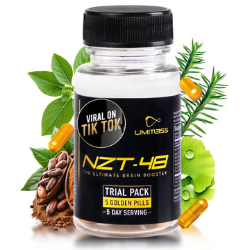 Nootropic Premium Brain Booster - Brain Supplement for Memory + Focus + Natural Energy - Caffeinated, Phosphatidylserine, Vitamins B6 B12-5ct Capsules - Travel Pack NZT-48Au supplements