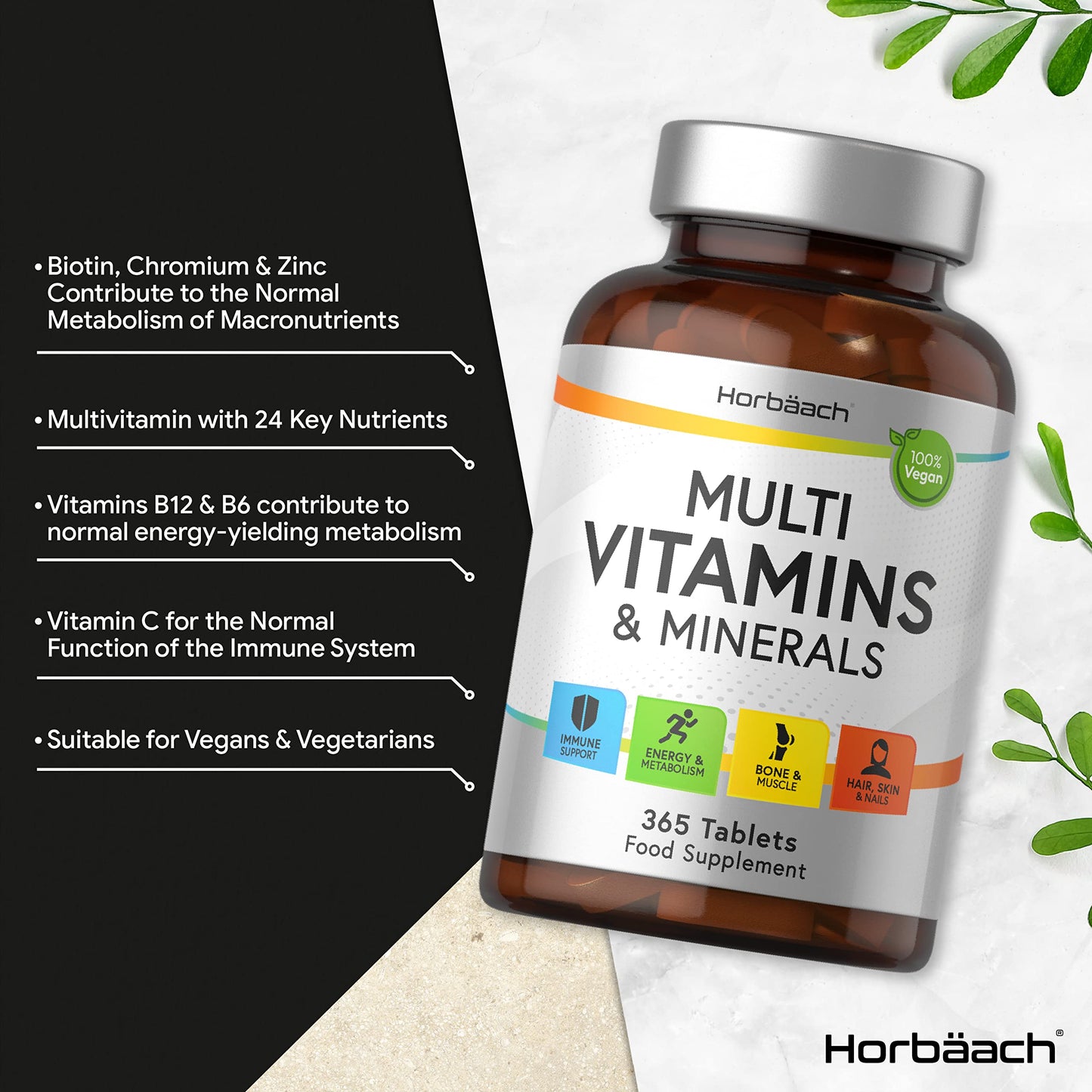 Multivitamin Tablets for Men and Women | 365 Count | with 24 Essential Nutrients HorbäachUS supplements