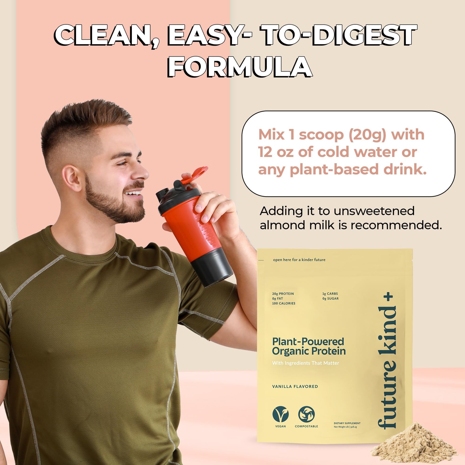 Future Kind Vegan Protein Powder, Vanilla, Pea Plant Protein for Lean Muscle with Iron & Fiber, Whey-Free, Sugar-Free, Soy-Free, Non-Dairy (34 Servings) Future KindAu supplements